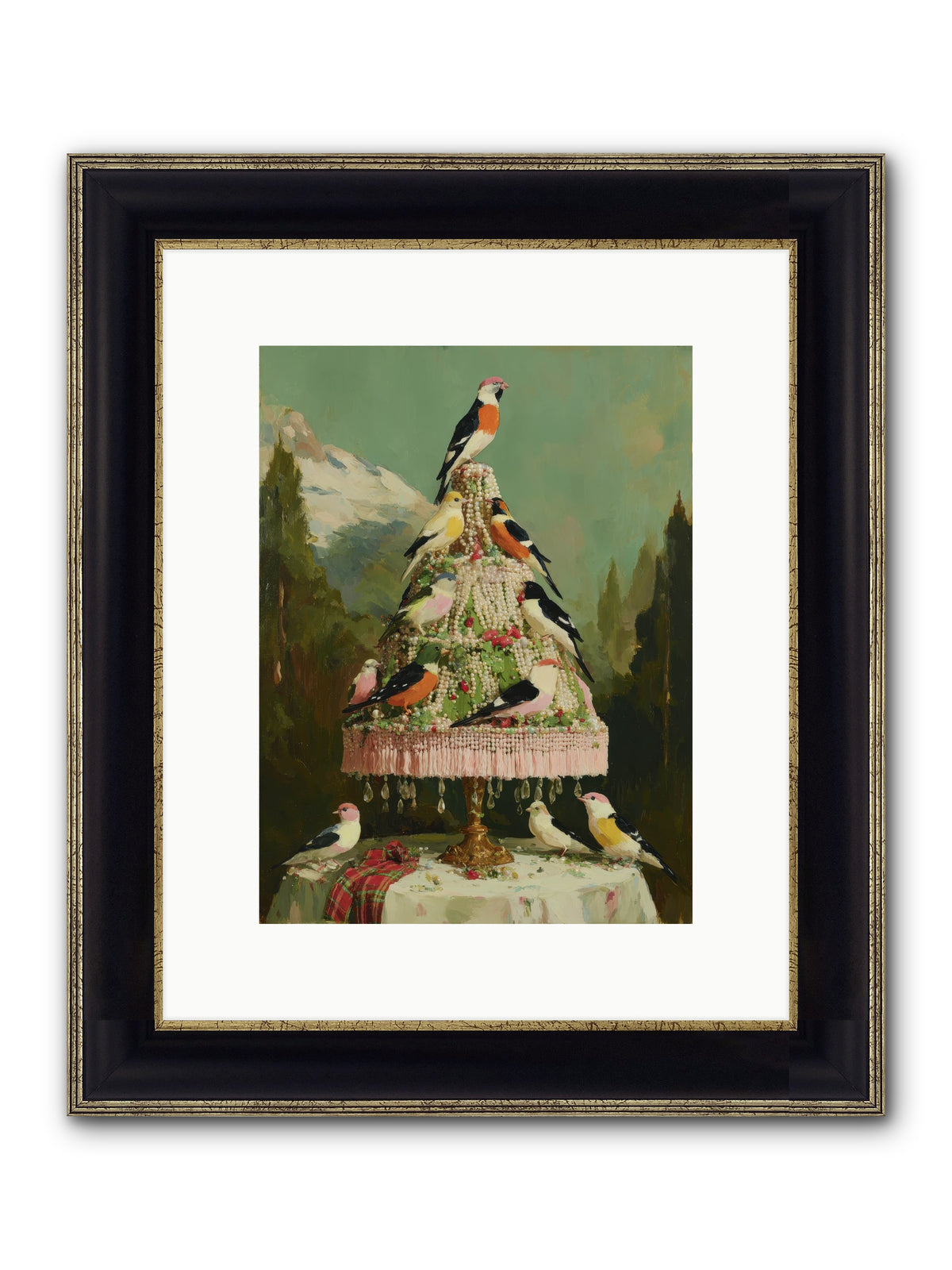 Boughs & Winter Songs Framed Print - Black & Gold 9x12