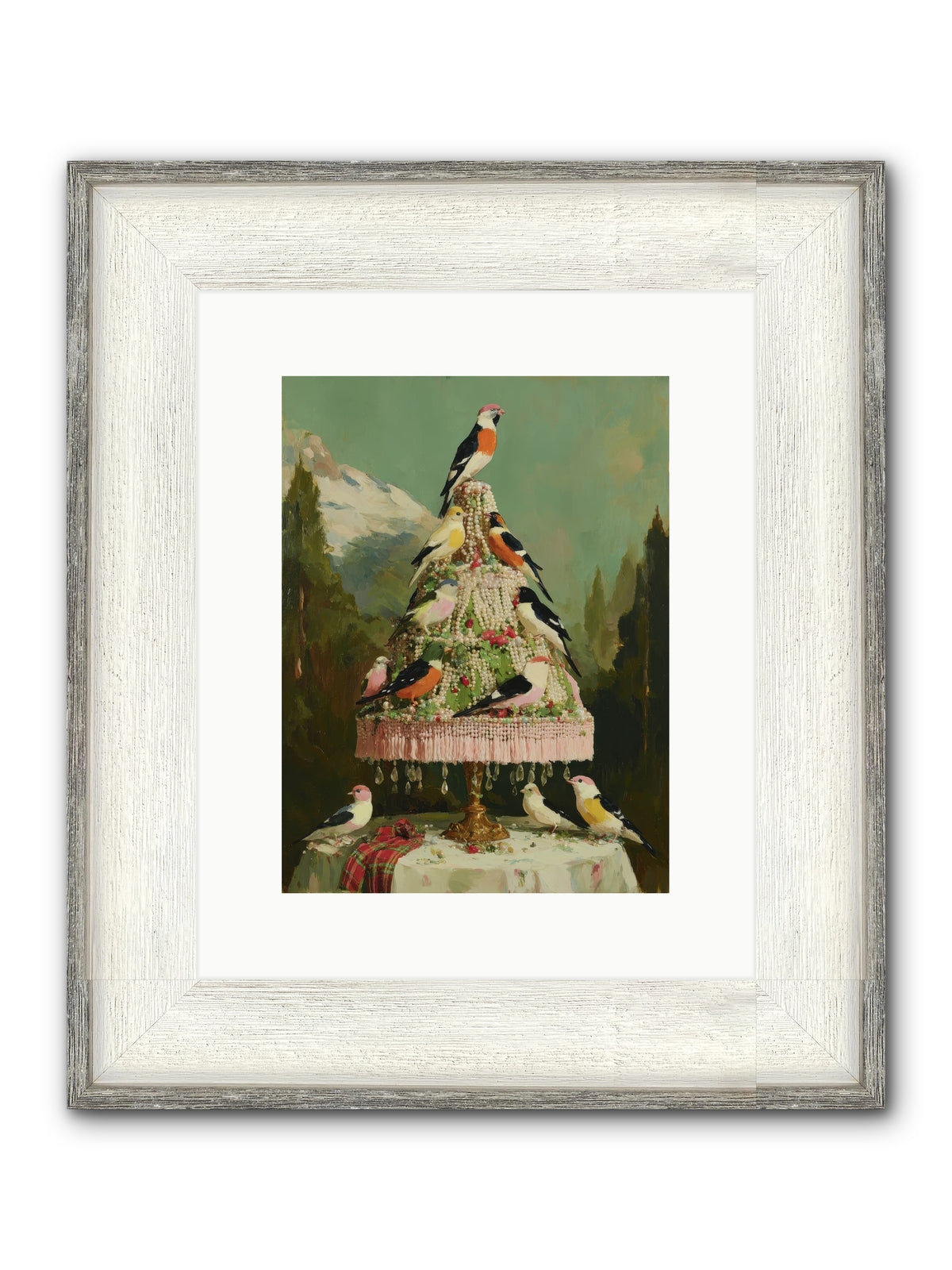 Boughs & Winter Songs Framed Print - Driftwood White 9x12