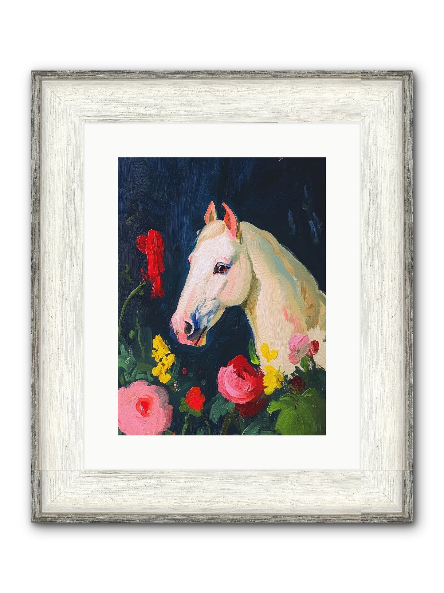 Boundless Petals Framed Print - Driftwood White 12x16