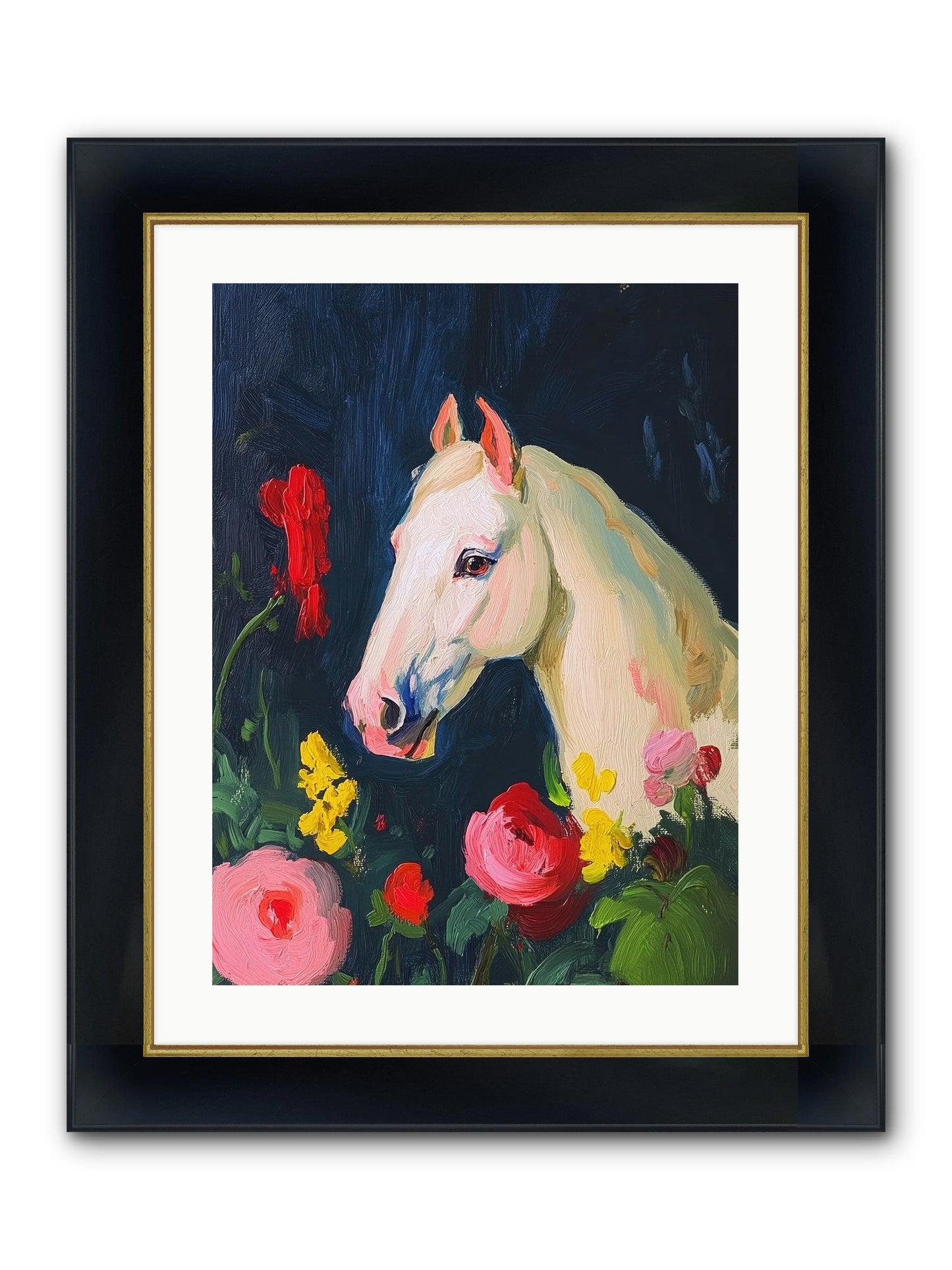 Boundless Petals Framed Print - Wide Black w/Gold 18x24