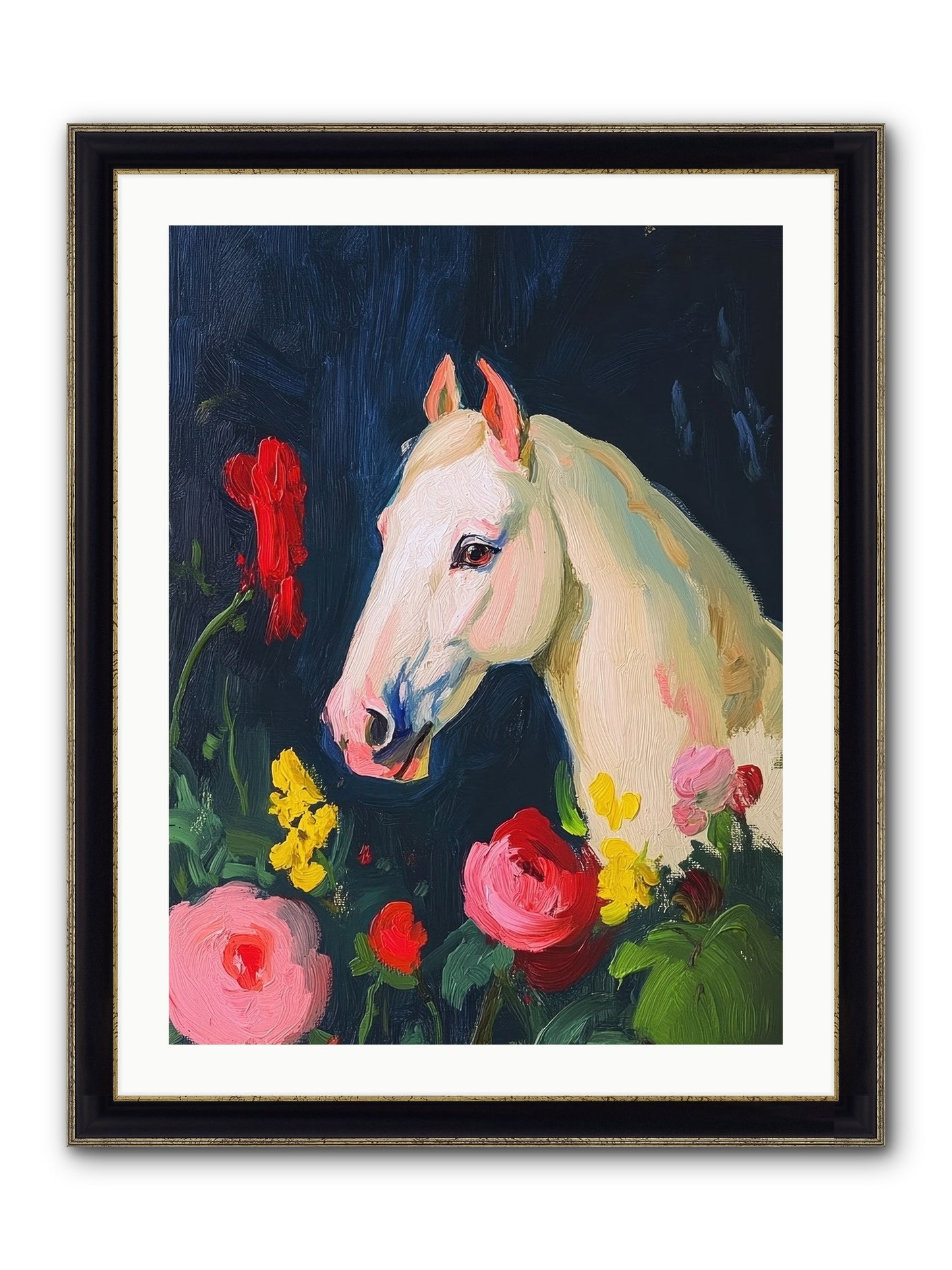 Boundless Petals Framed Print - Black & Gold 24x32