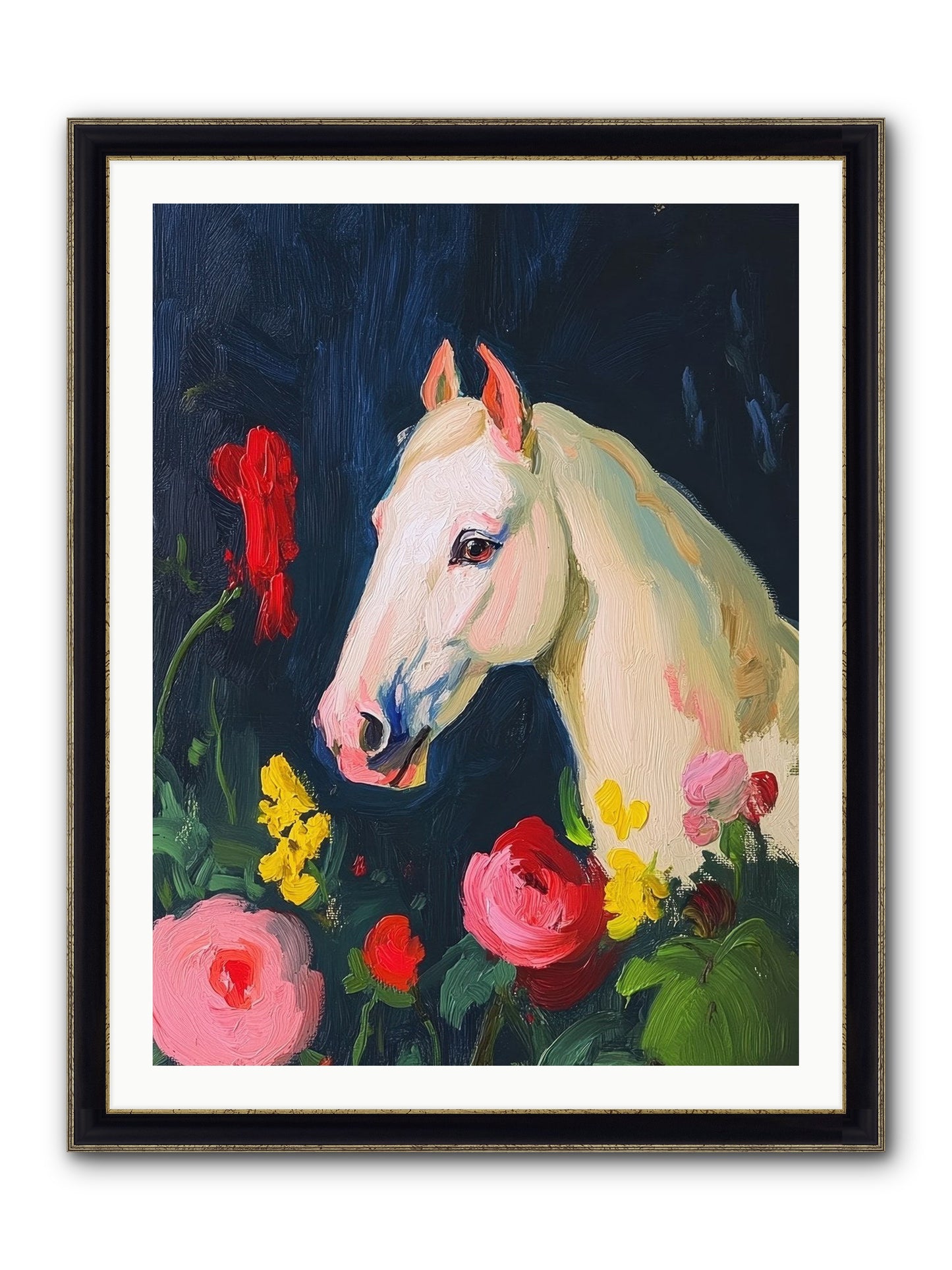 Boundless Petals Framed Print - Black & Gold 30x40
