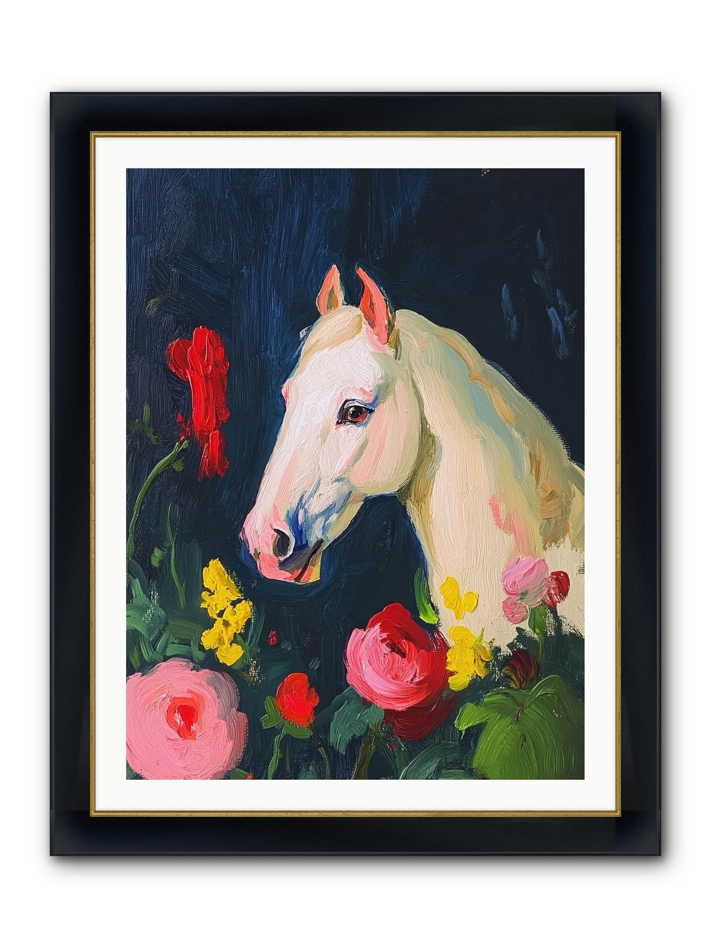 Boundless Petals Framed Print - Wide Black w/Gold 30x40