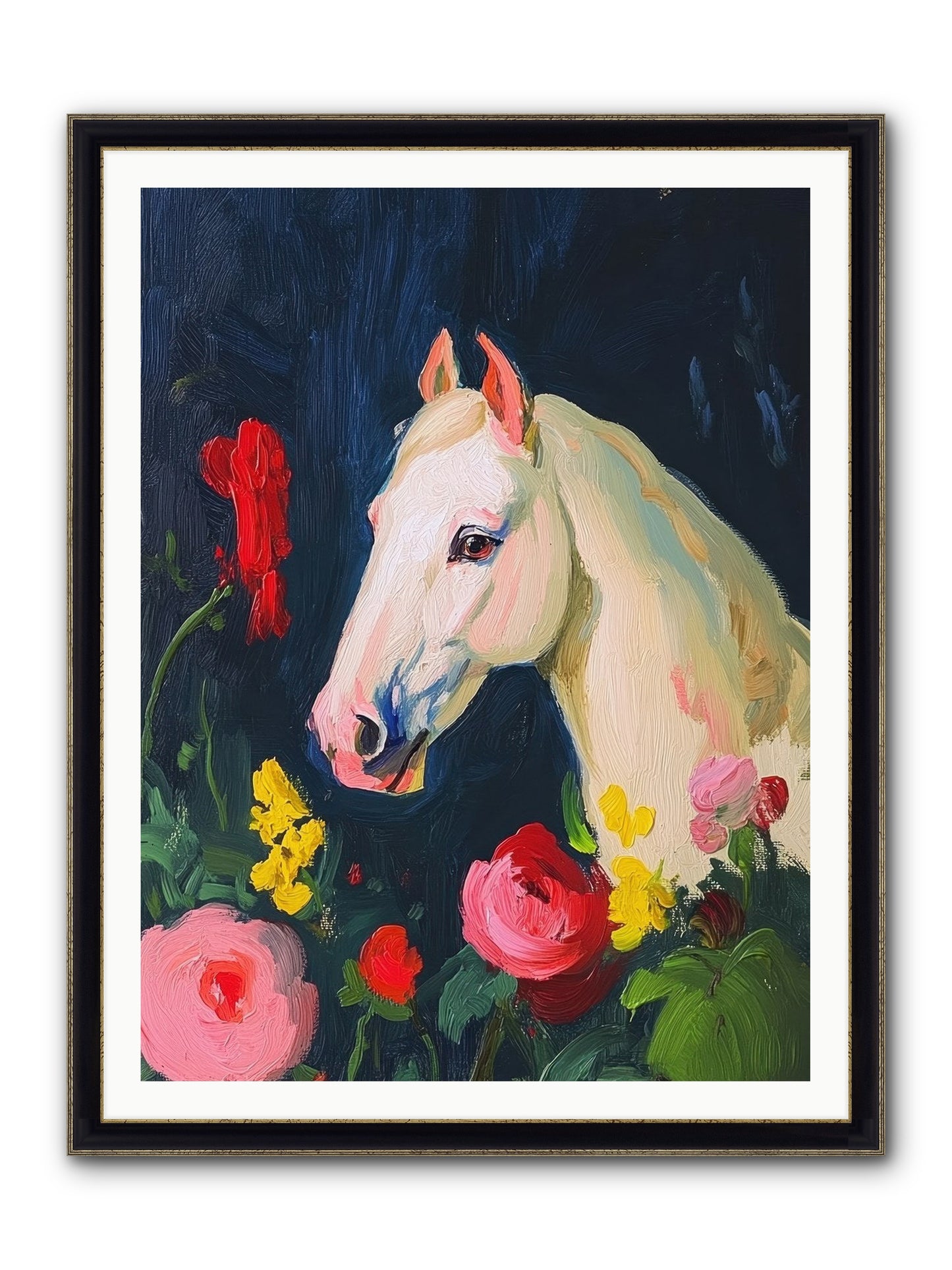 Boundless Petals Framed Print - Black & Gold 36x48