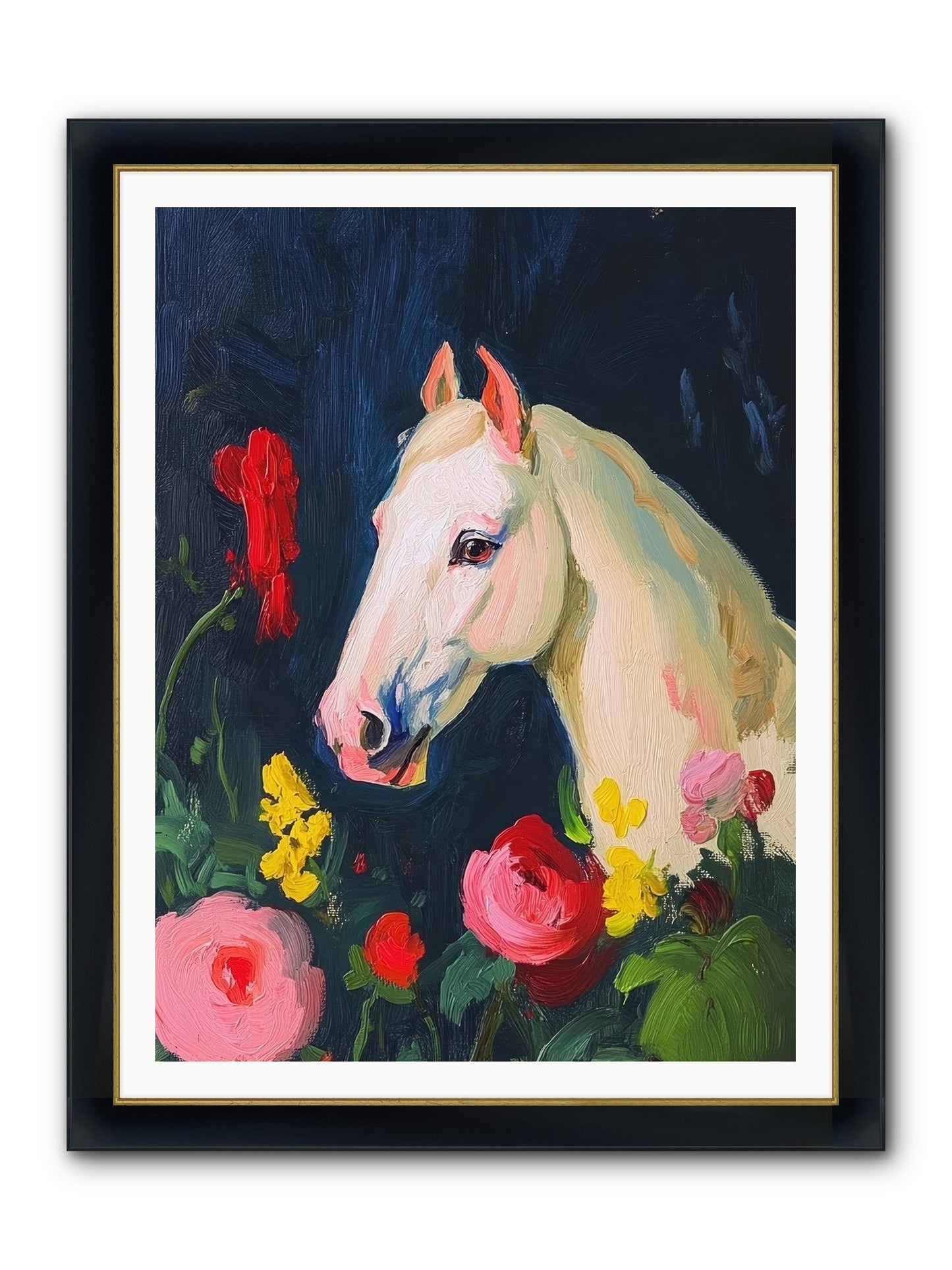 Boundless Petals Framed Print - Wide Black w/Gold 36x48