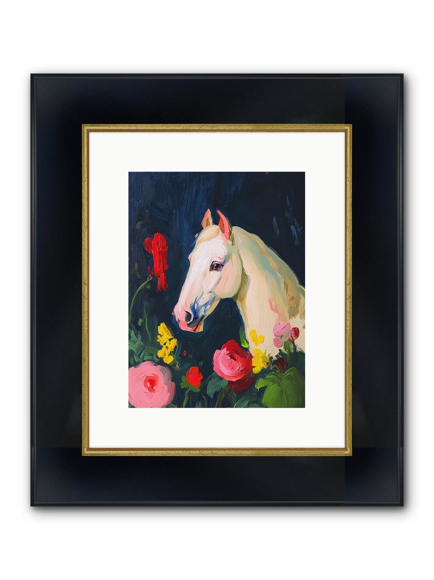 Boundless Petals Framed Print - Wide Black w/Gold 9x12