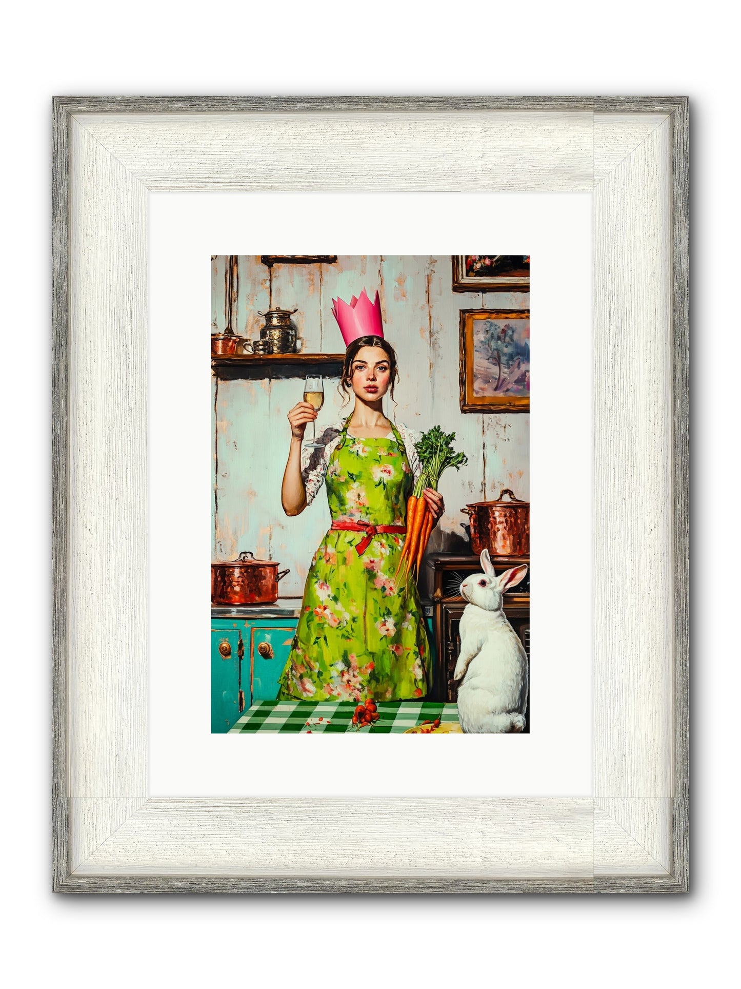 Bouquet Garni & Bunny Framed Print - Driftwood White 10x15