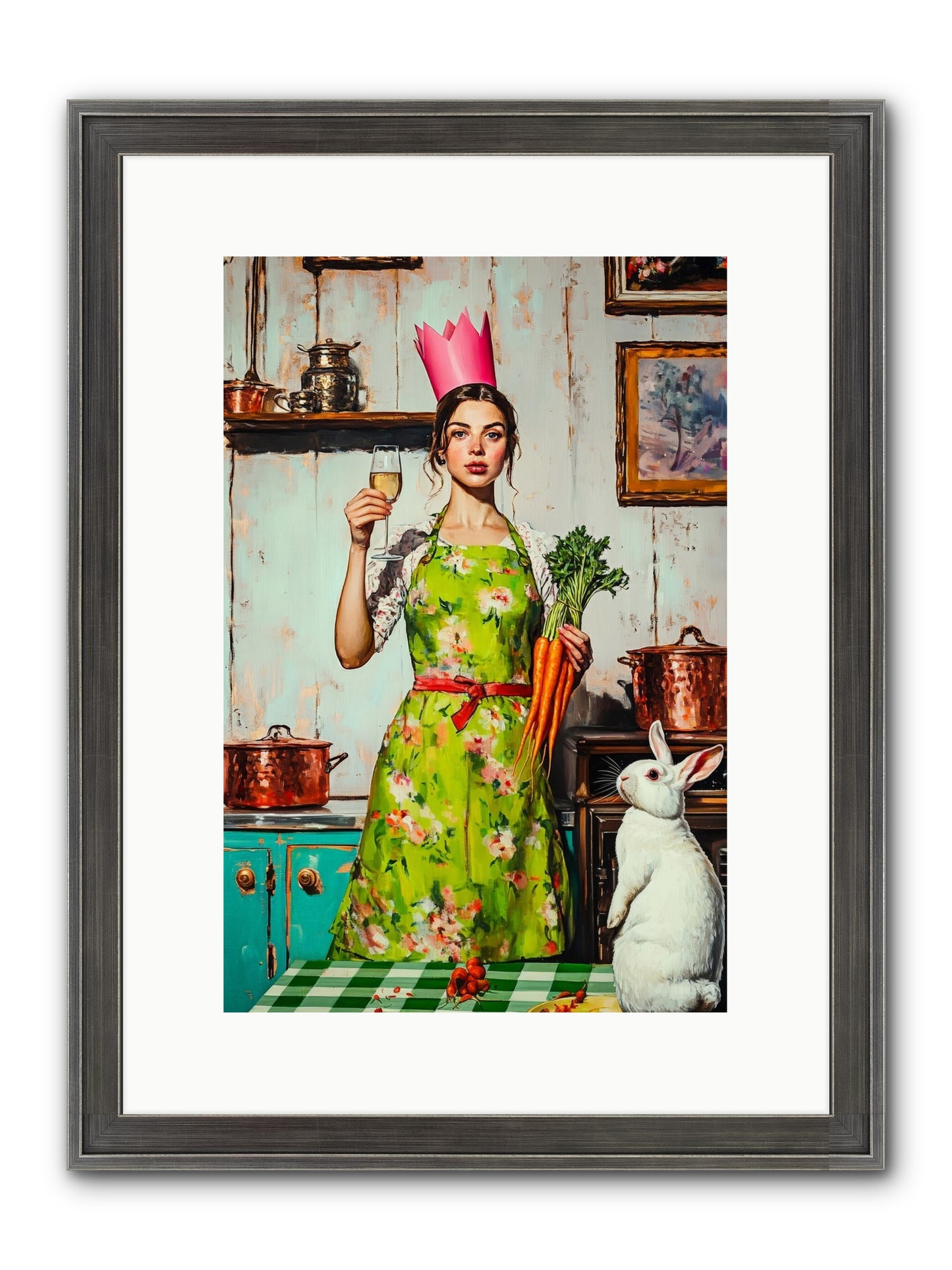 Bouquet Garni & Bunny Framed Print - Slimwoods Black/Silver 10x15