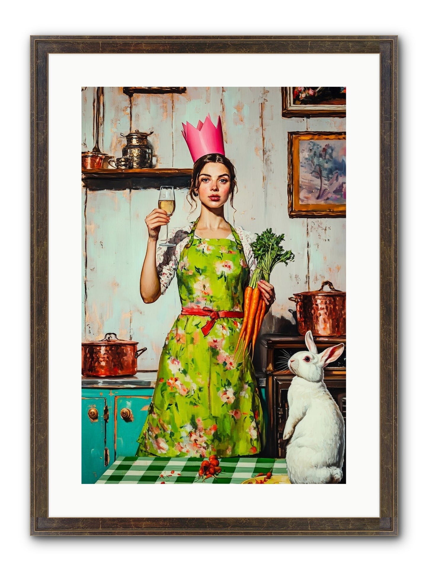 Bouquet Garni & Bunny Framed Print - Slimwoods Black/Gold 16x24