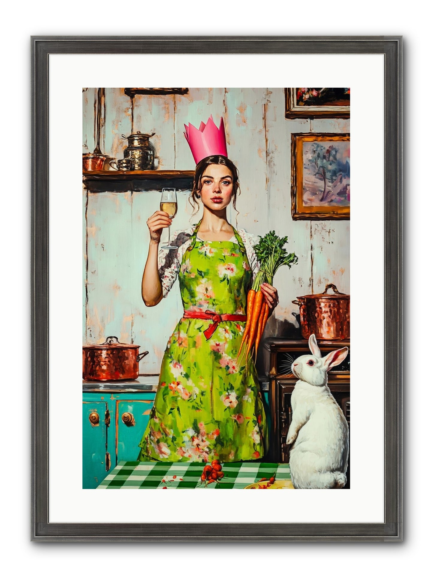 Bouquet Garni & Bunny Framed Print - Slimwoods Black/Silver 16x24