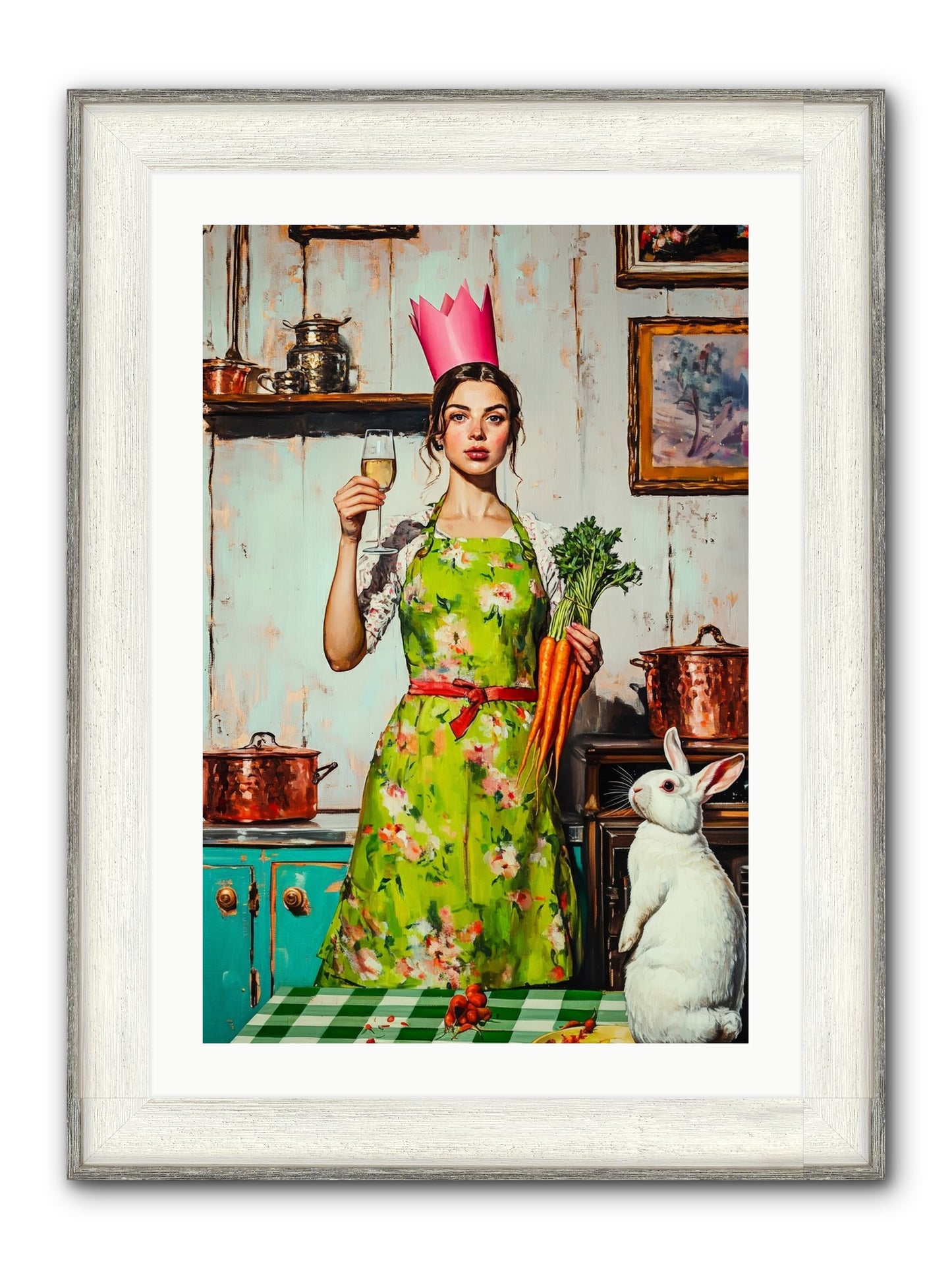 Bouquet Garni & Bunny Framed Print - Driftwood White 20x30