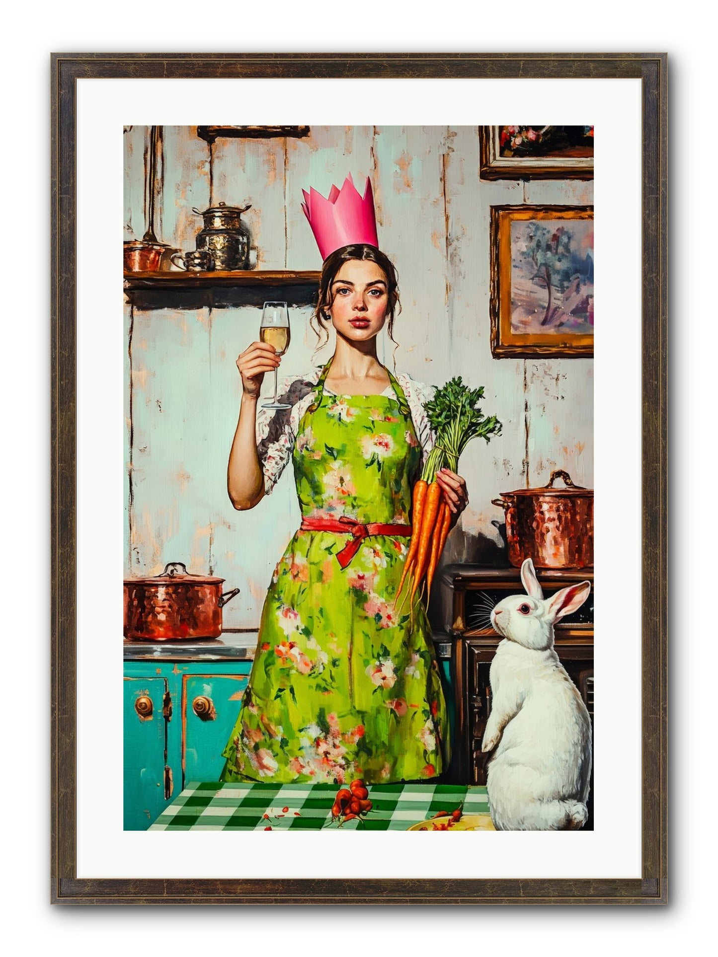 Bouquet Garni & Bunny Framed Print - Slimwoods Black/Gold 20x30