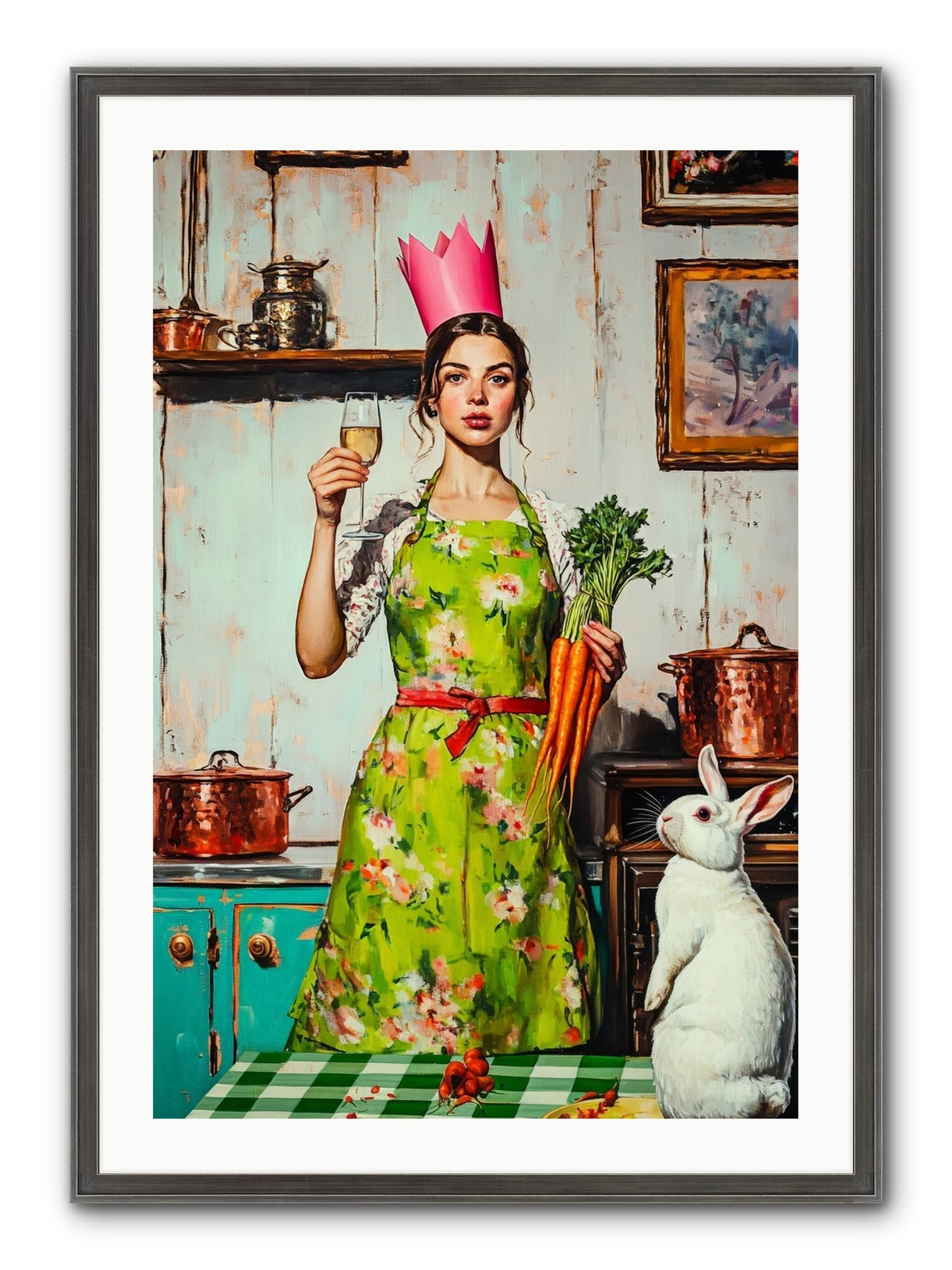 Bouquet Garni & Bunny Framed Print - Slimwoods Black/Silver 24x36