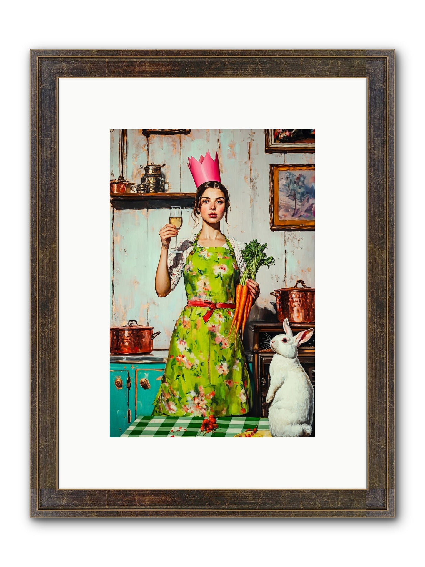 Bouquet Garni & Bunny Framed Print - Slimwoods Black/Gold 8x12