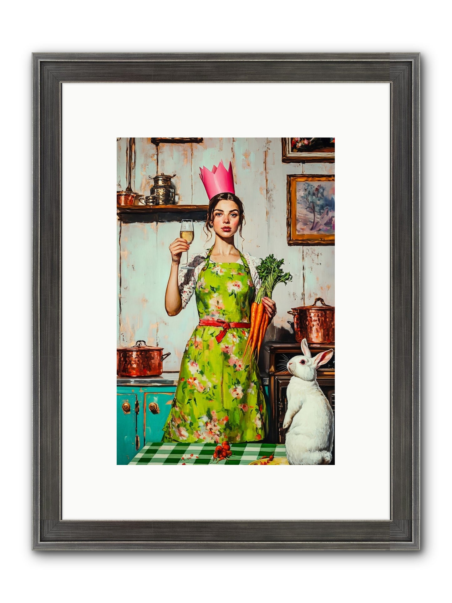 Bouquet Garni & Bunny Framed Print - Slimwoods Black/Silver 8x12