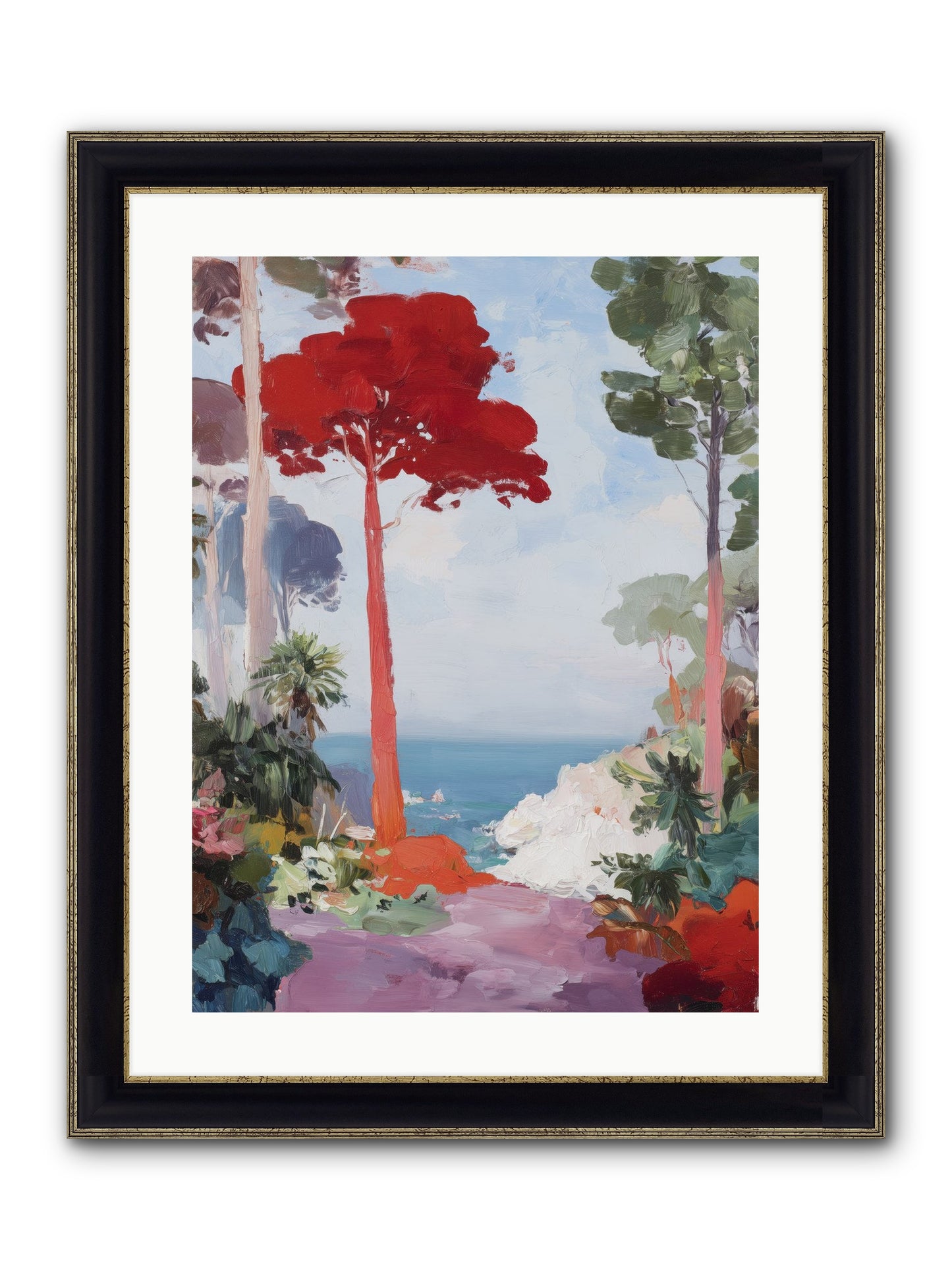 Bowing To Autumn Framed Print - Black & Gold 18x24