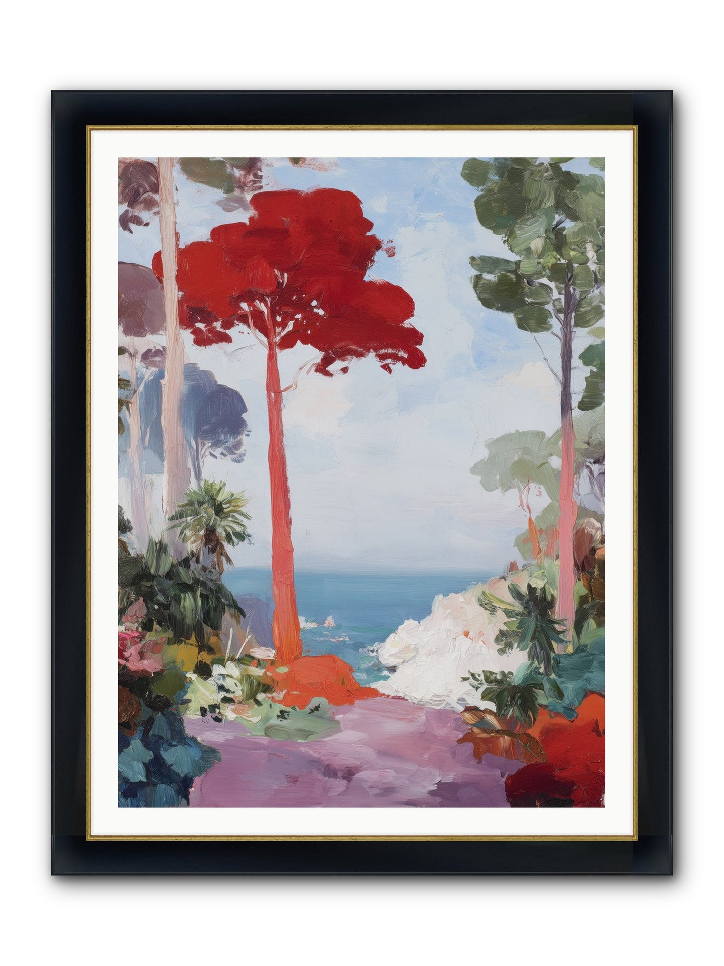 Bowing To Autumn Framed Print - Wide Black w/Gold 36x48