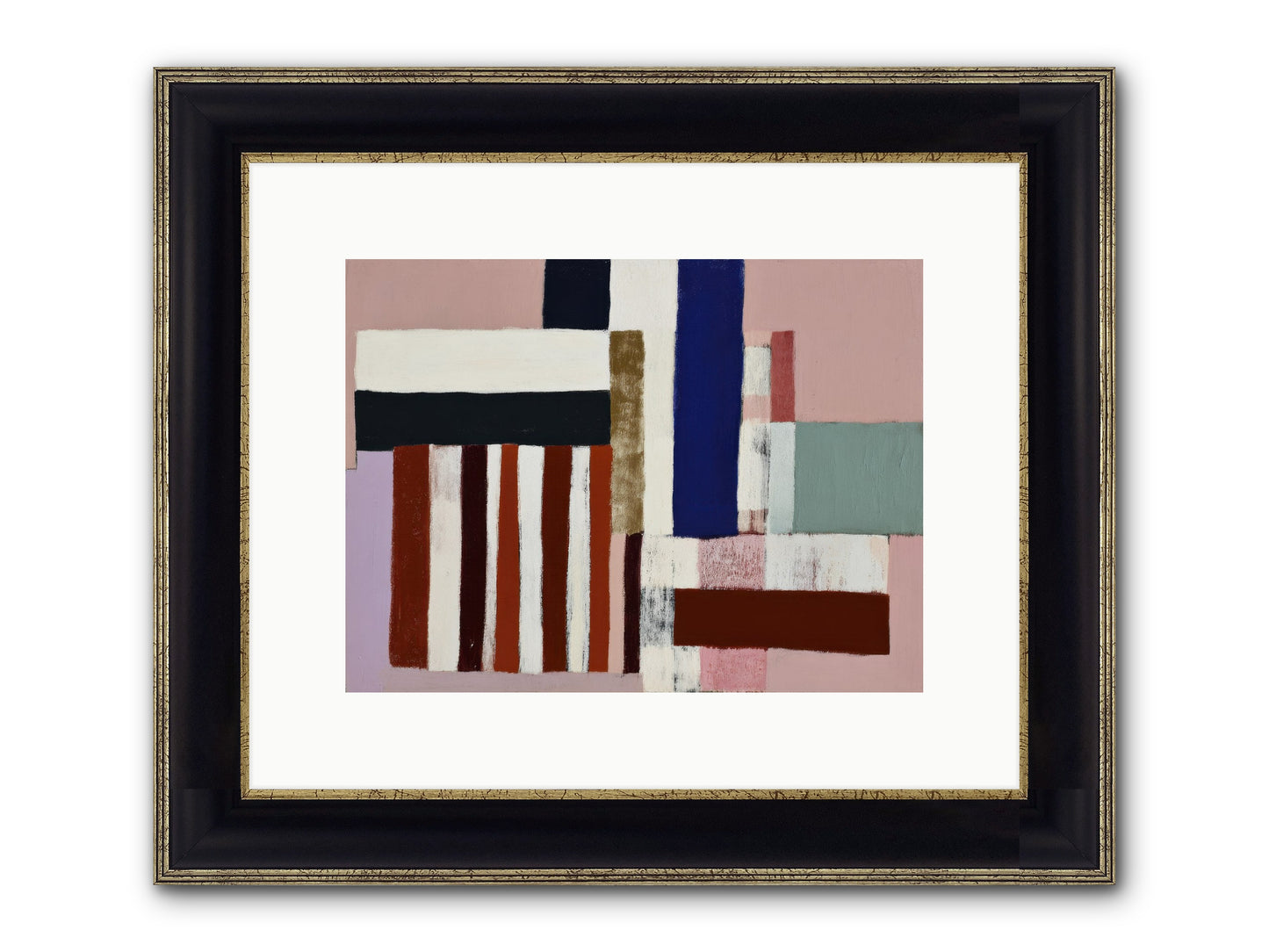 Brackenfold Loom Framed Print - Black & Gold 12x9