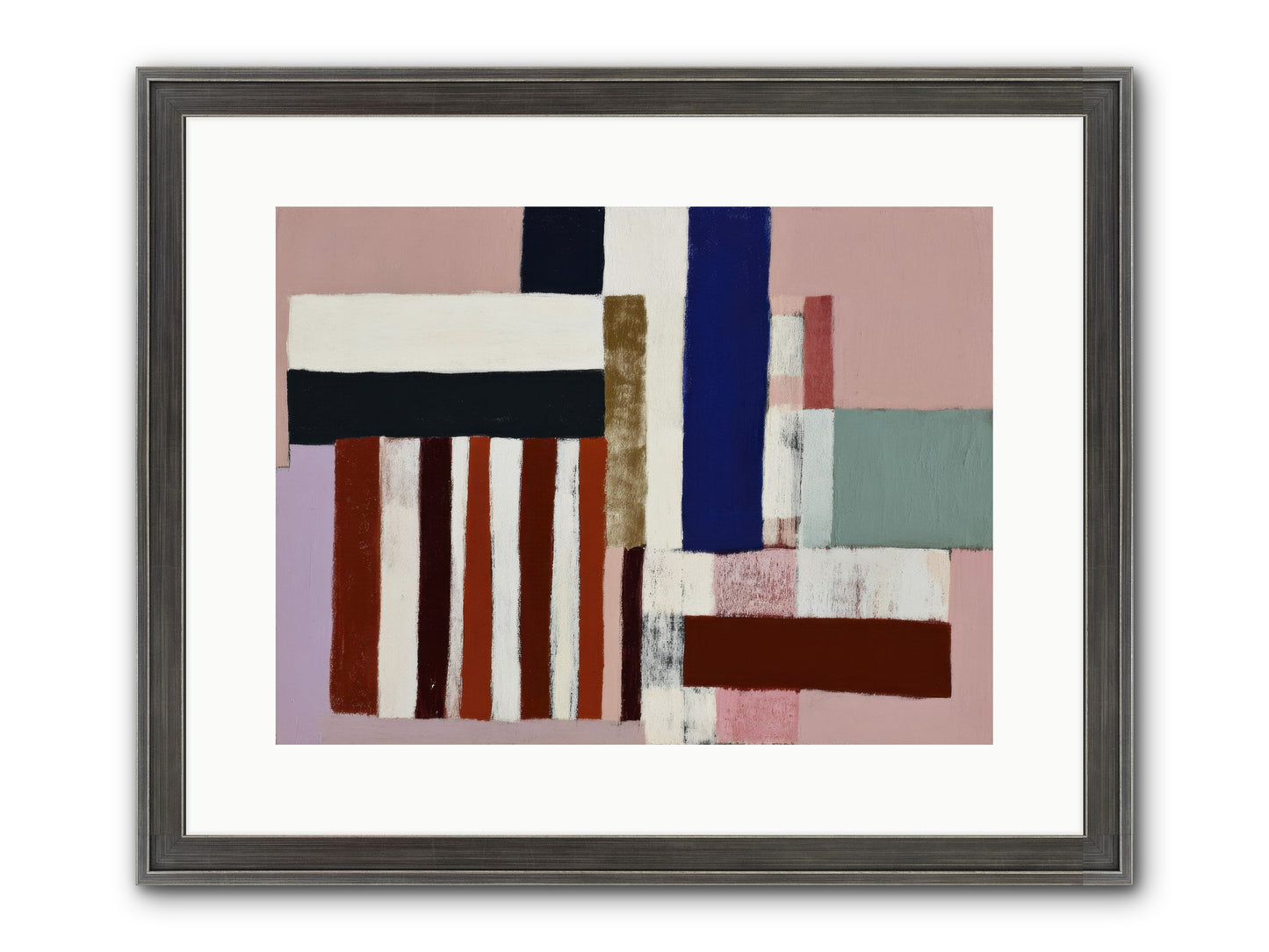 Brackenfold Loom Framed Print - Slimwoods Black/Silver 16x12