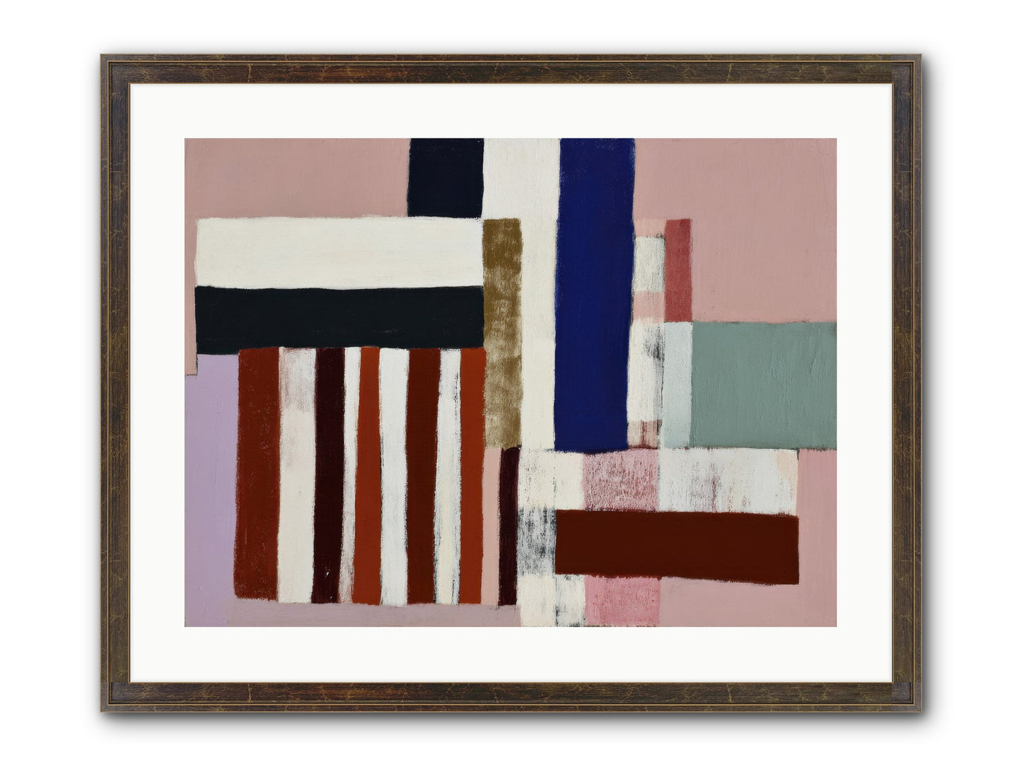 Brackenfold Loom Framed Print - Slimwoods Black/Gold 24x18
