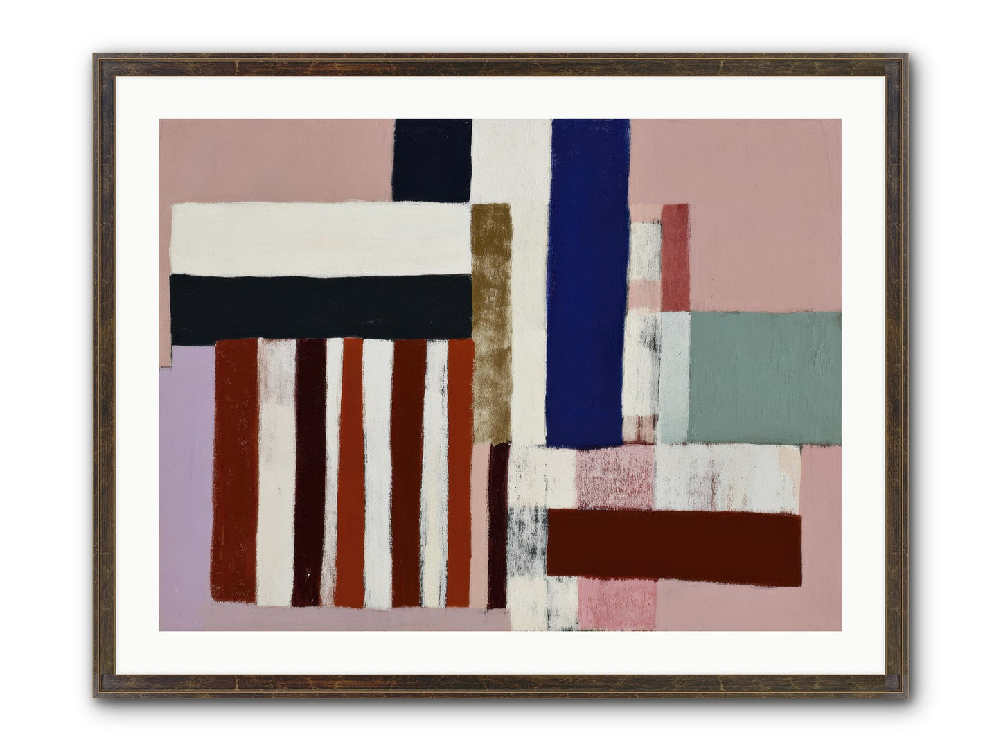 Brackenfold Loom Framed Print - Slimwoods Black/Gold 32x24