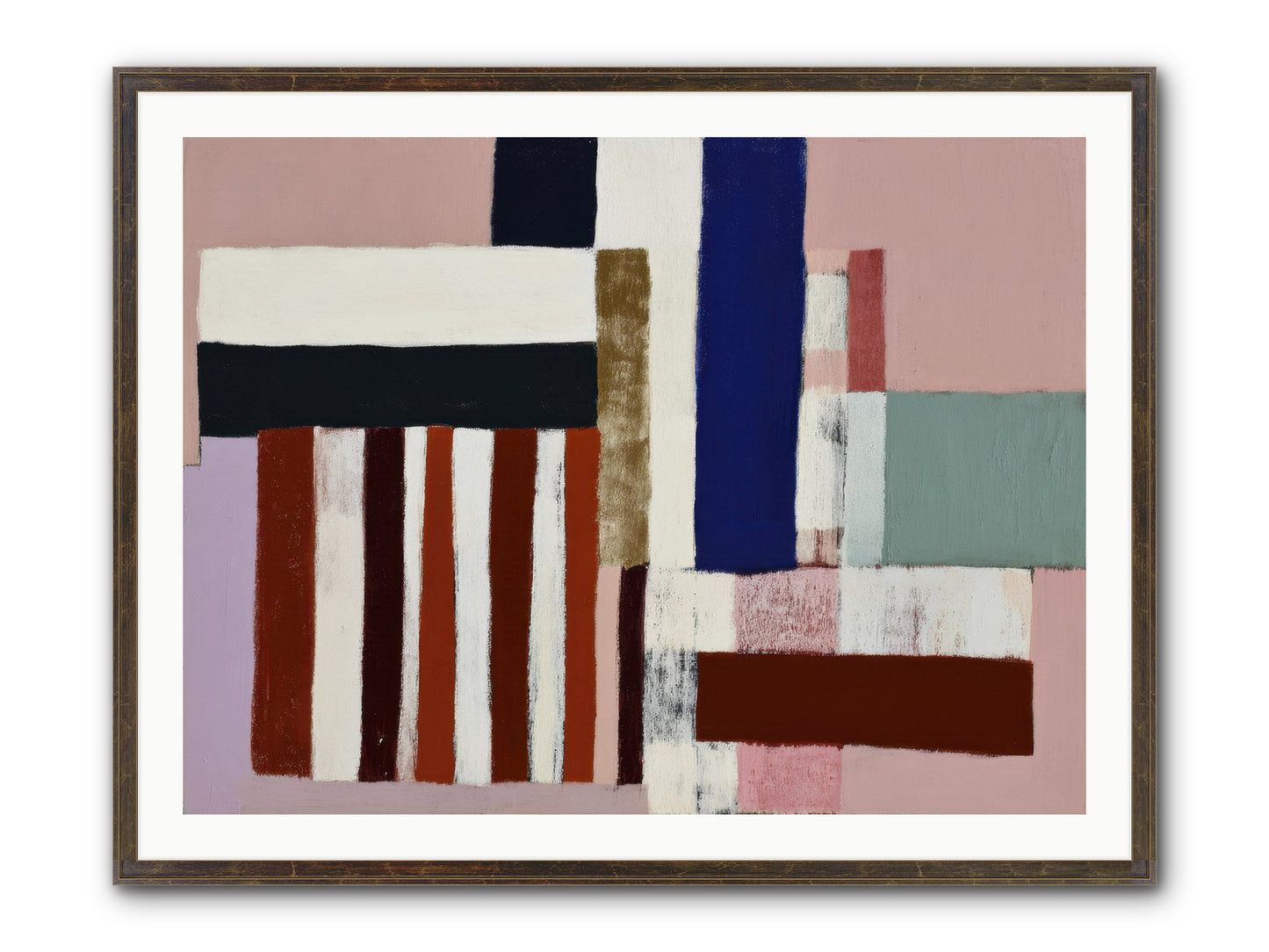 Brackenfold Loom Framed Print - Slimwoods Black/Gold 40x30