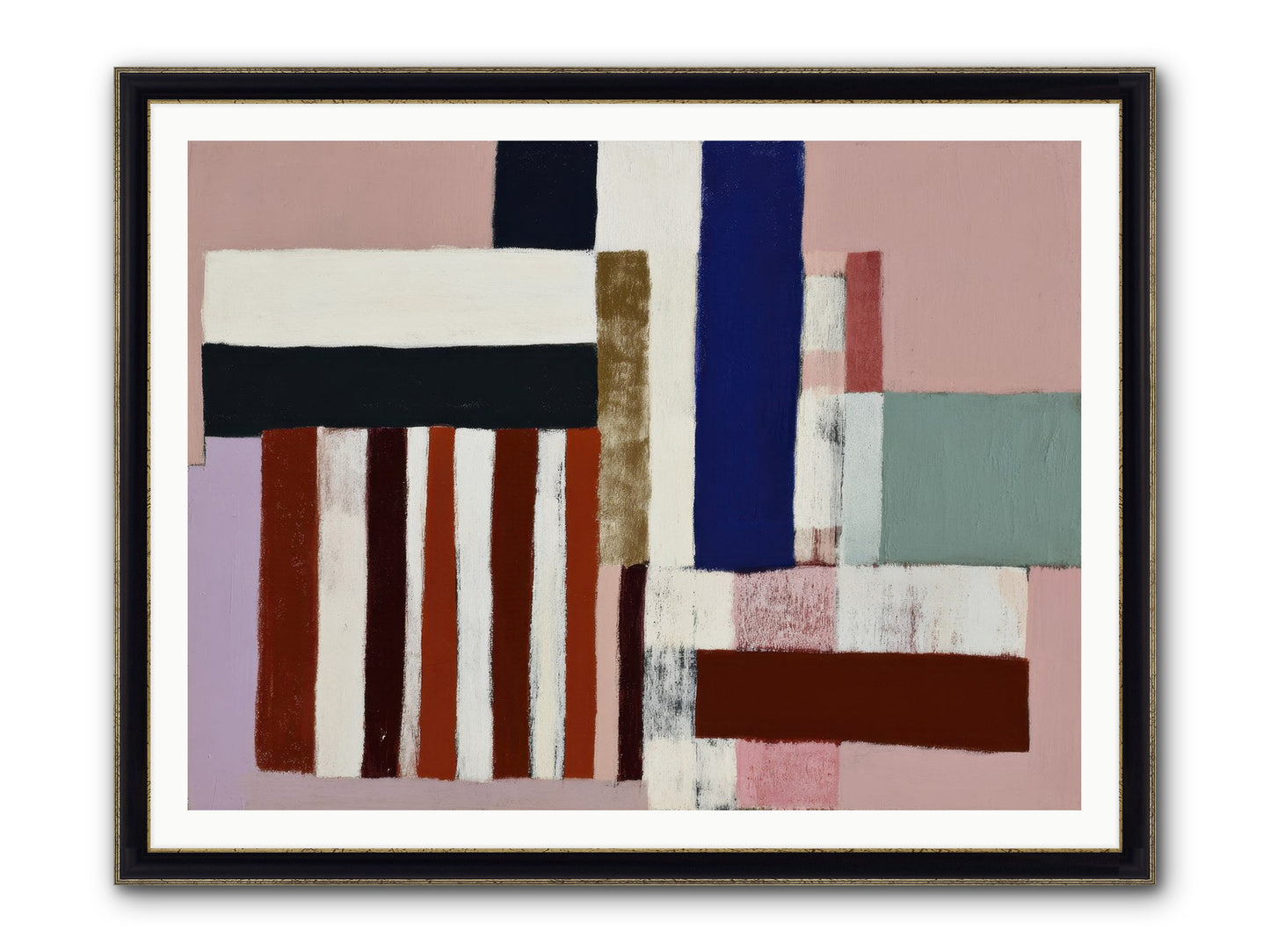 Brackenfold Loom Framed Print - Black & Gold 48x36