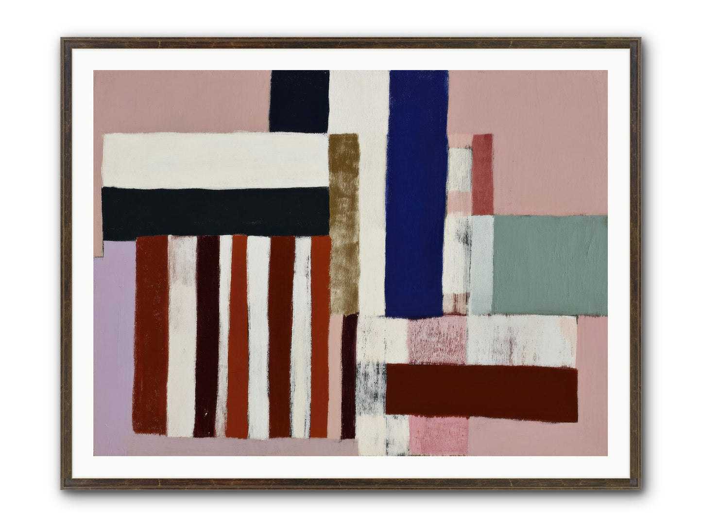 Brackenfold Loom Framed Print - Slimwoods Black/Gold 48x36