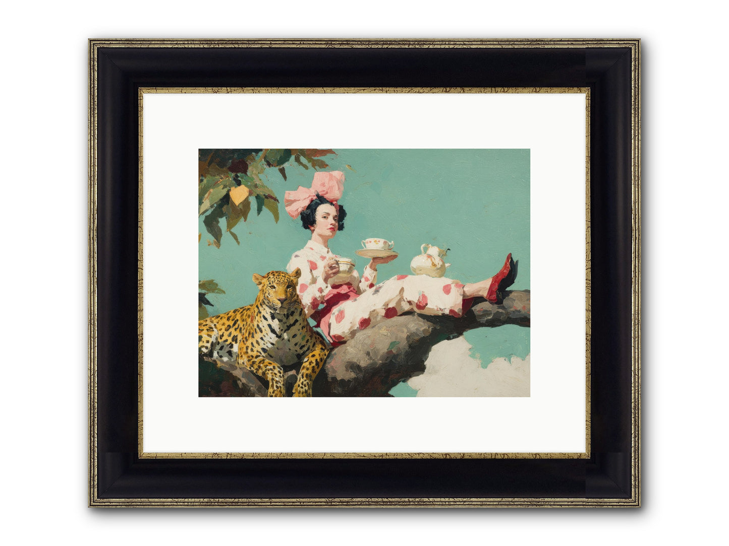 Breakfast At The Edge Of Rain Framed Print - Black & Gold 12x9