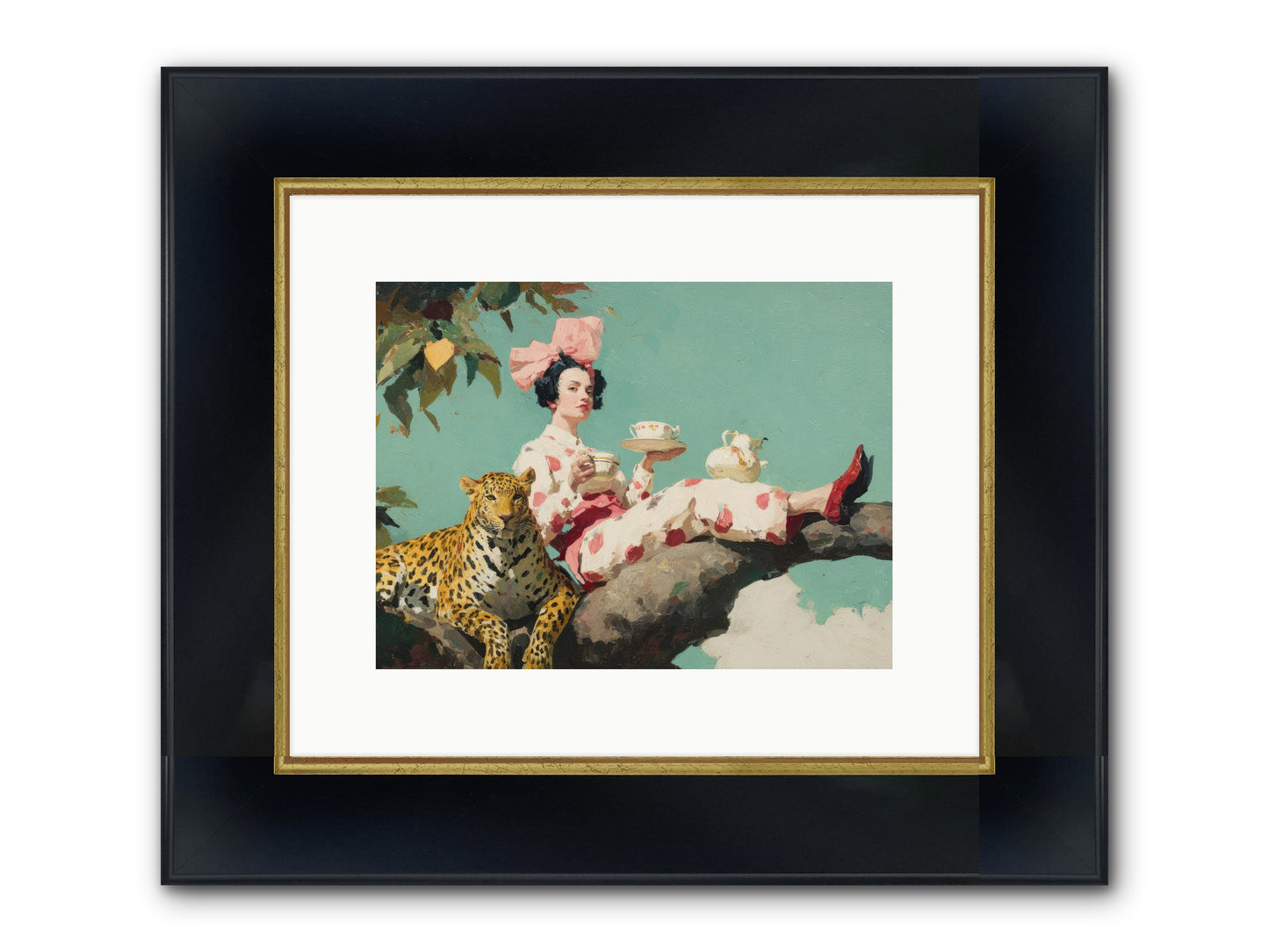 Breakfast At The Edge Of Rain Framed Print - Wide Black w/Gold 12x9