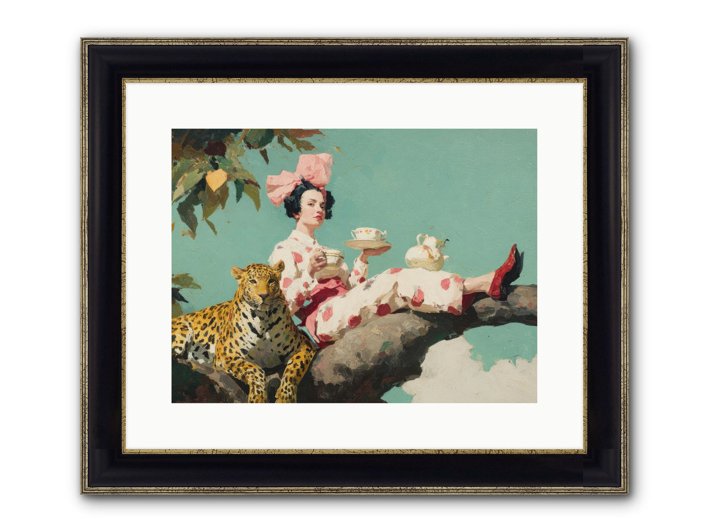 Breakfast At The Edge Of Rain Framed Print - Black & Gold 16x12
