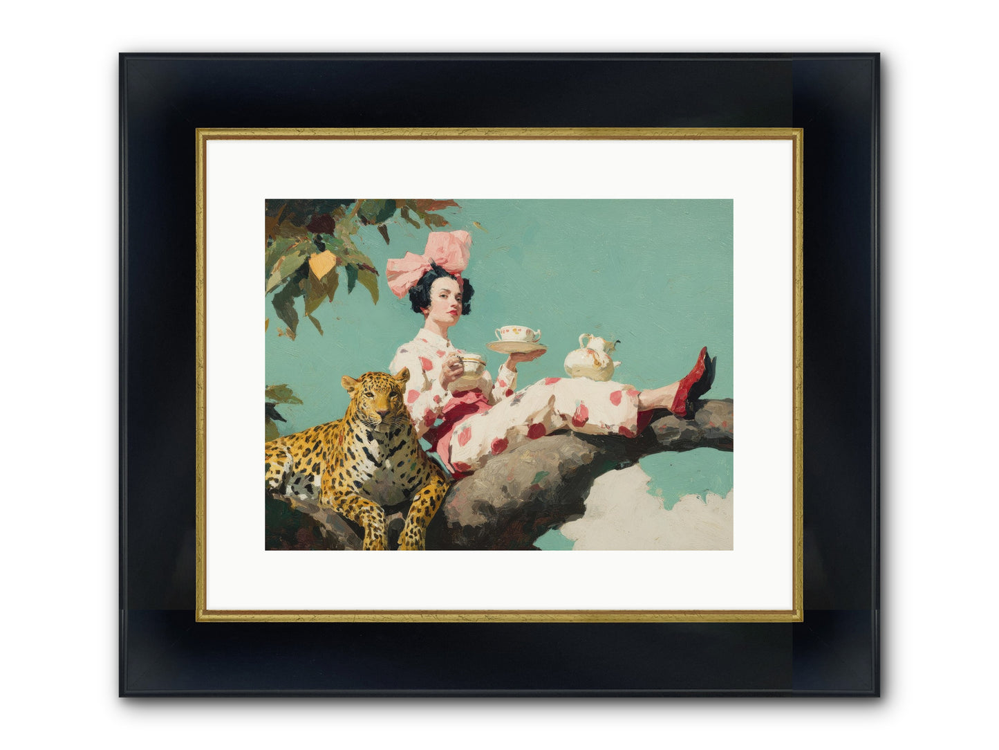 Breakfast At The Edge Of Rain Framed Print - Wide Black w/Gold 16x12