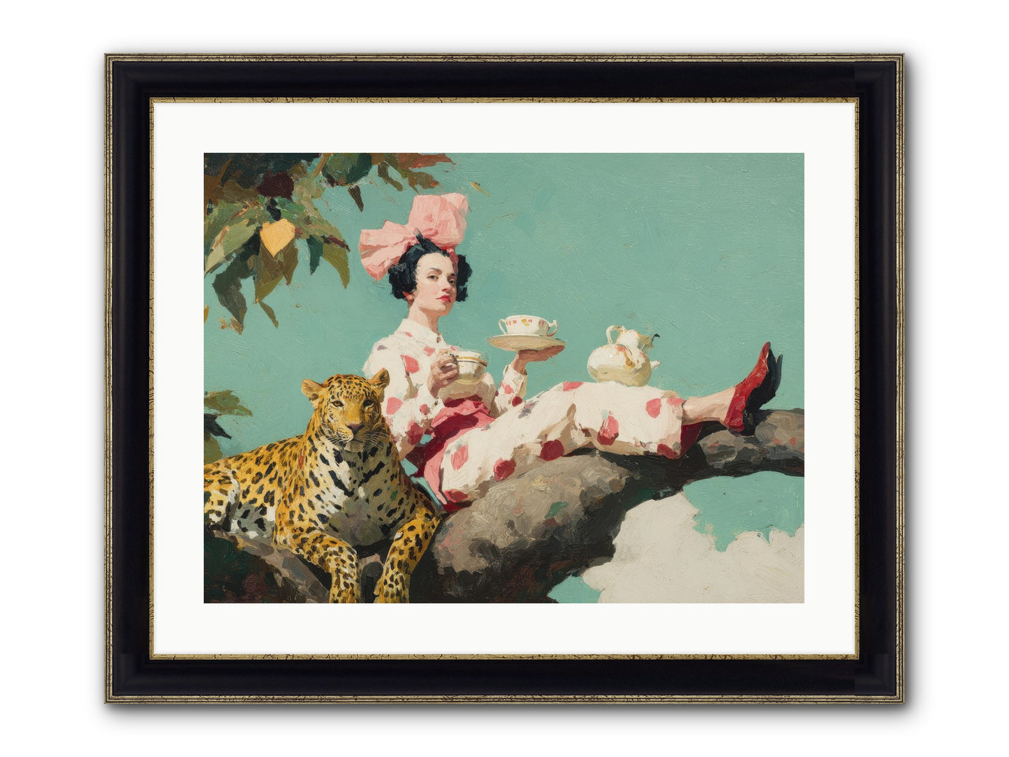 Breakfast At The Edge Of Rain Framed Print - Black & Gold 24x18
