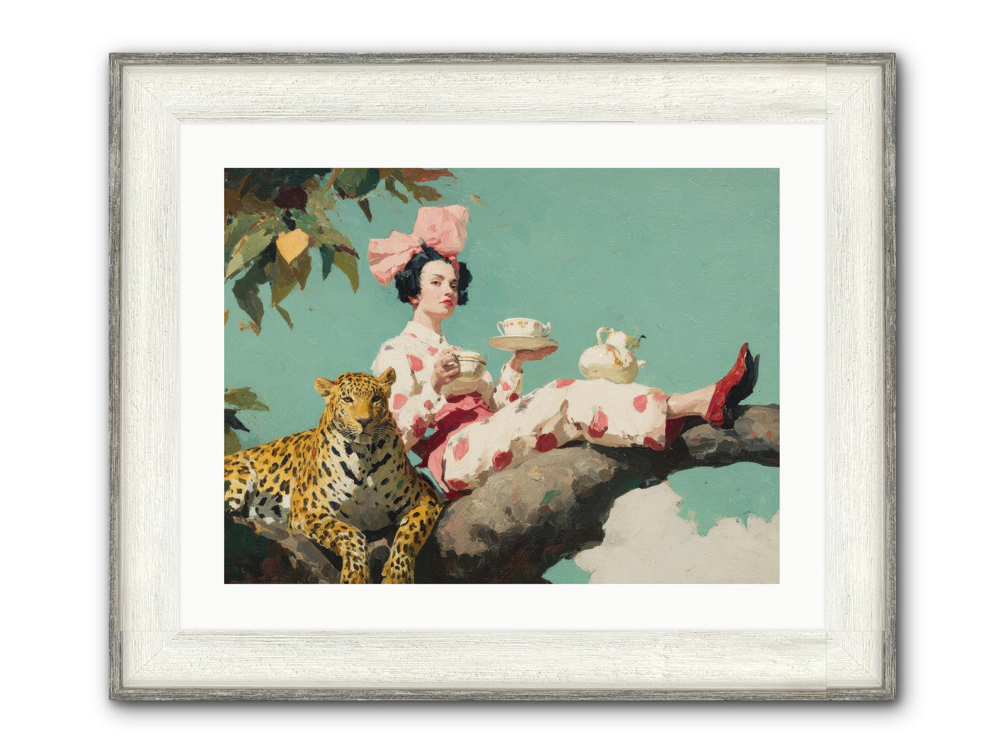 Breakfast At The Edge Of Rain Framed Print - Driftwood White 24x18
