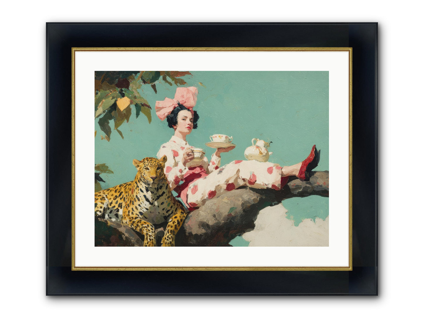 Breakfast At The Edge Of Rain Framed Print - Wide Black w/Gold 24x18