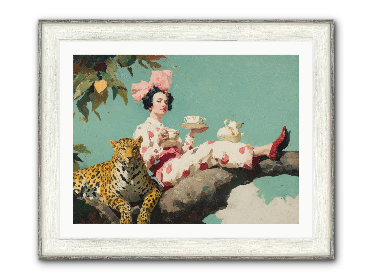 Breakfast At The Edge Of Rain Framed Print - Driftwood White 32x24