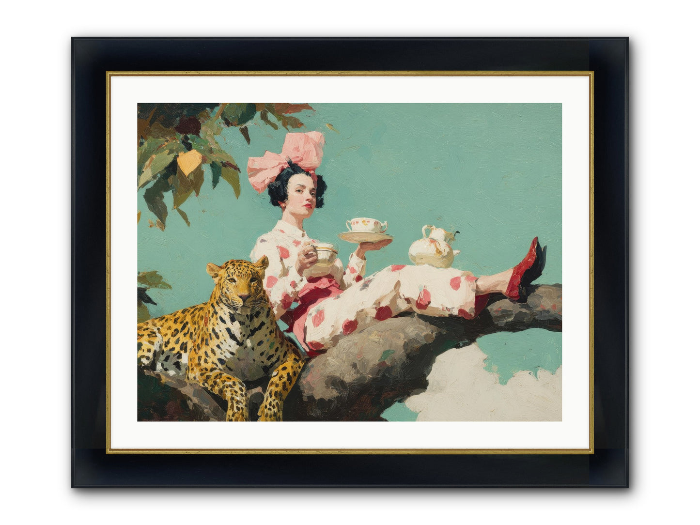 Breakfast At The Edge Of Rain Framed Print - Wide Black w/Gold 32x24
