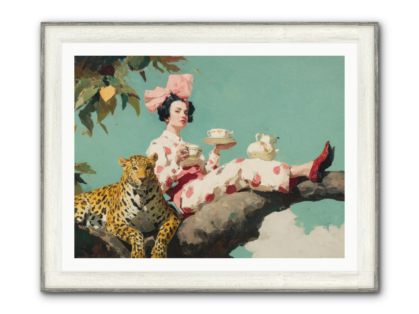 Breakfast At The Edge Of Rain Framed Print - Driftwood White 40x30
