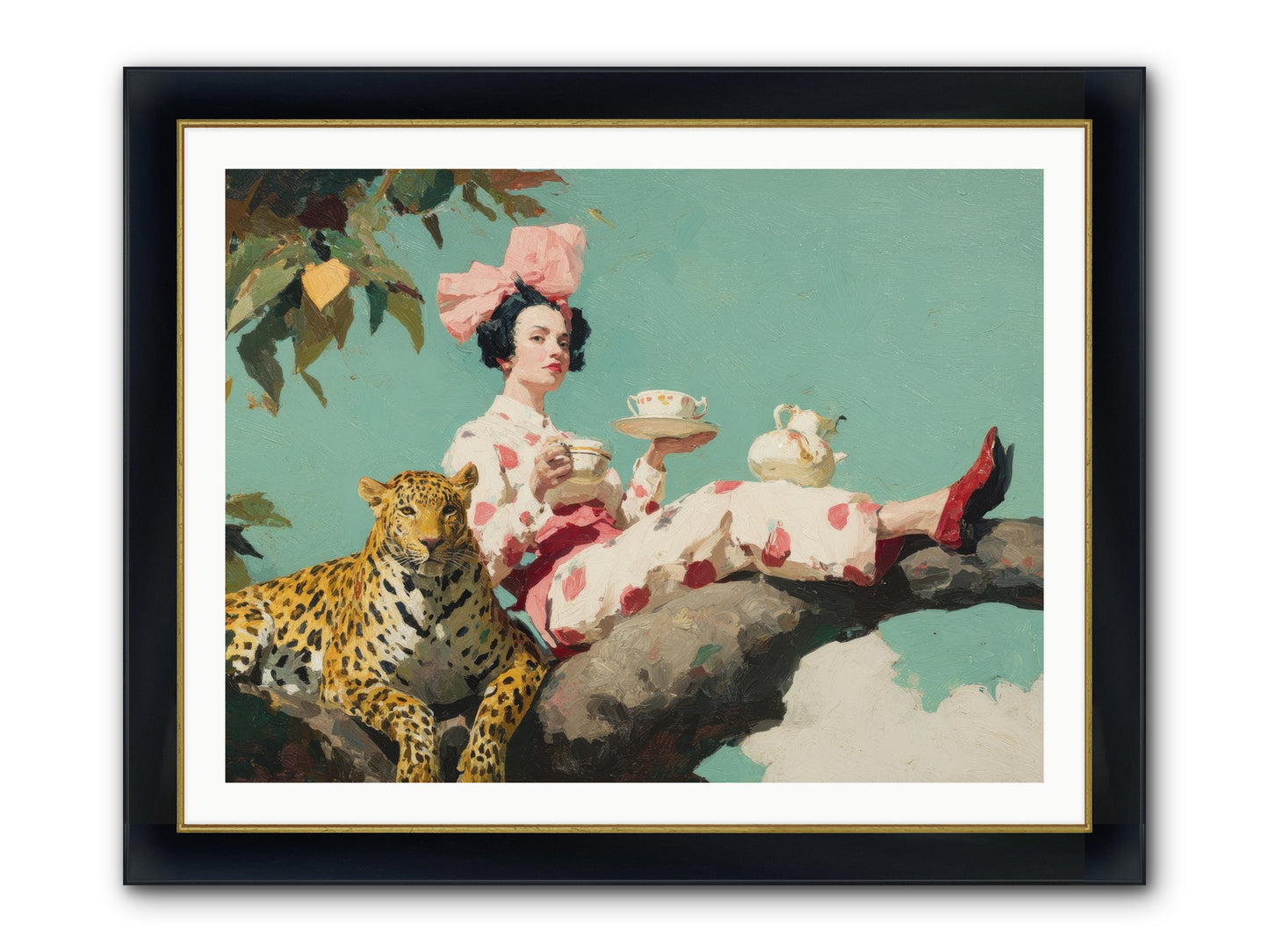 Breakfast At The Edge Of Rain Framed Print - Wide Black w/Gold 40x30