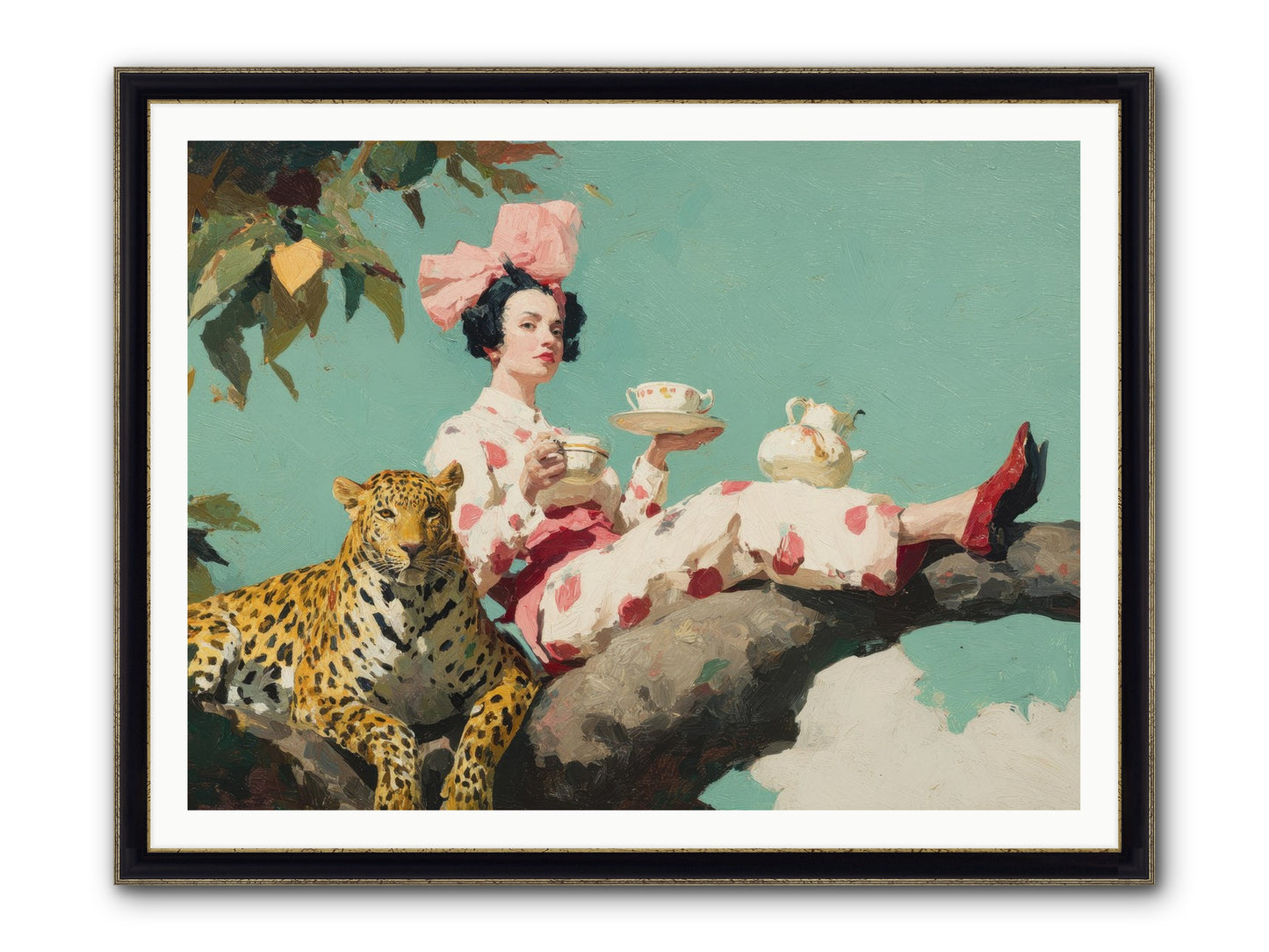 Breakfast At The Edge Of Rain Framed Print - Black & Gold 48x36