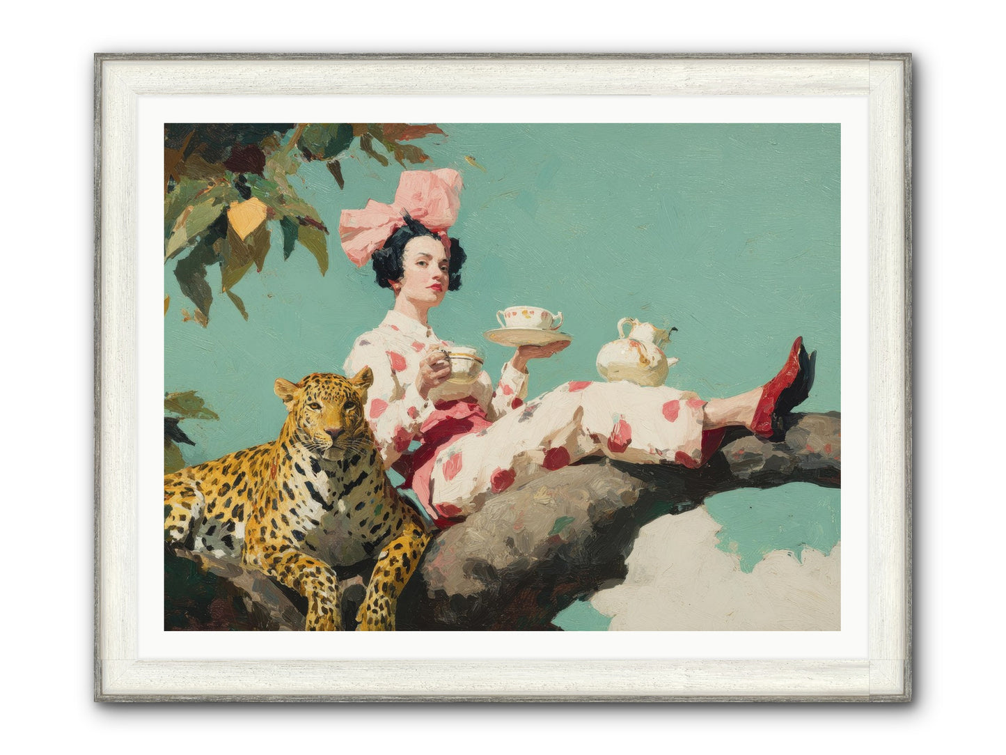 Breakfast At The Edge Of Rain Framed Print - Driftwood White 48x36