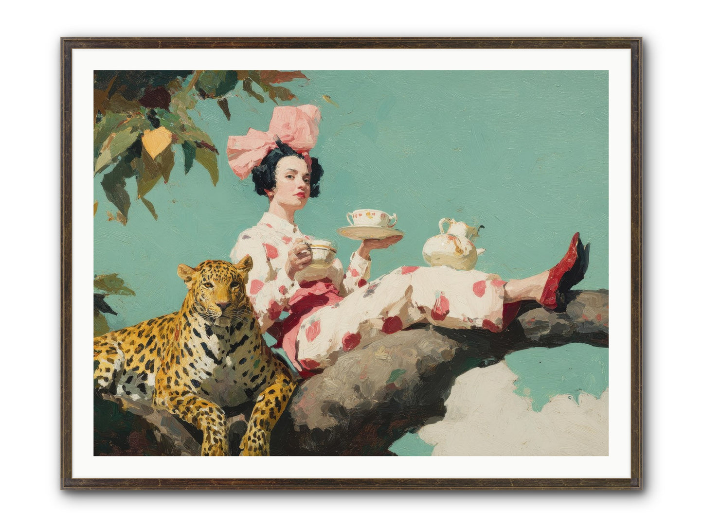 Breakfast At The Edge Of Rain Framed Print - Slimwoods Black/Gold 48x36