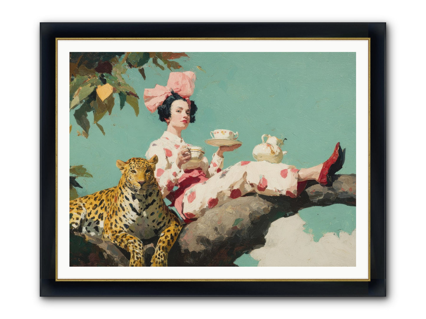 Breakfast At The Edge Of Rain Framed Print - Wide Black w/Gold 48x36