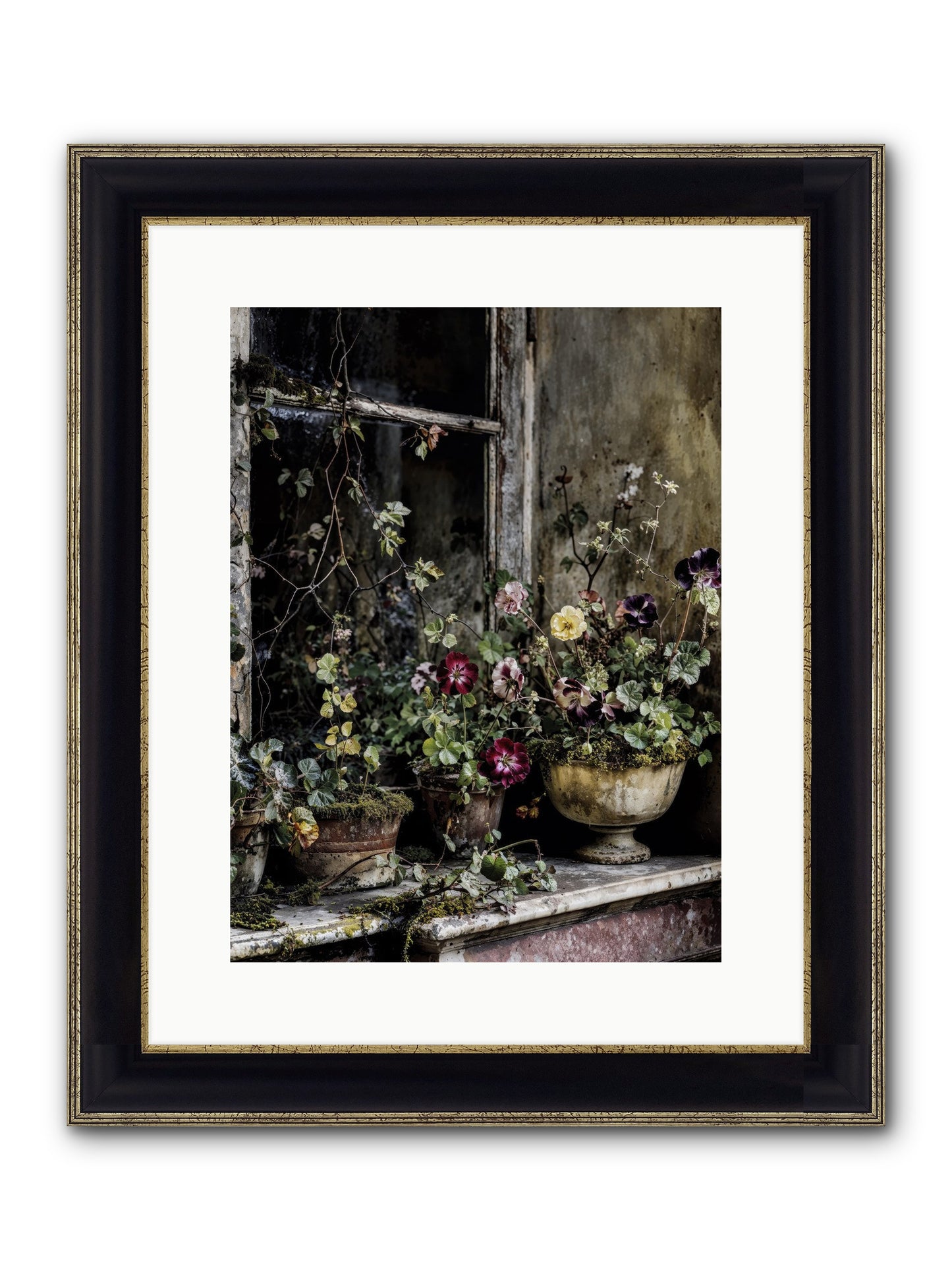 Breathless Framed Print - Black & Gold 12x16