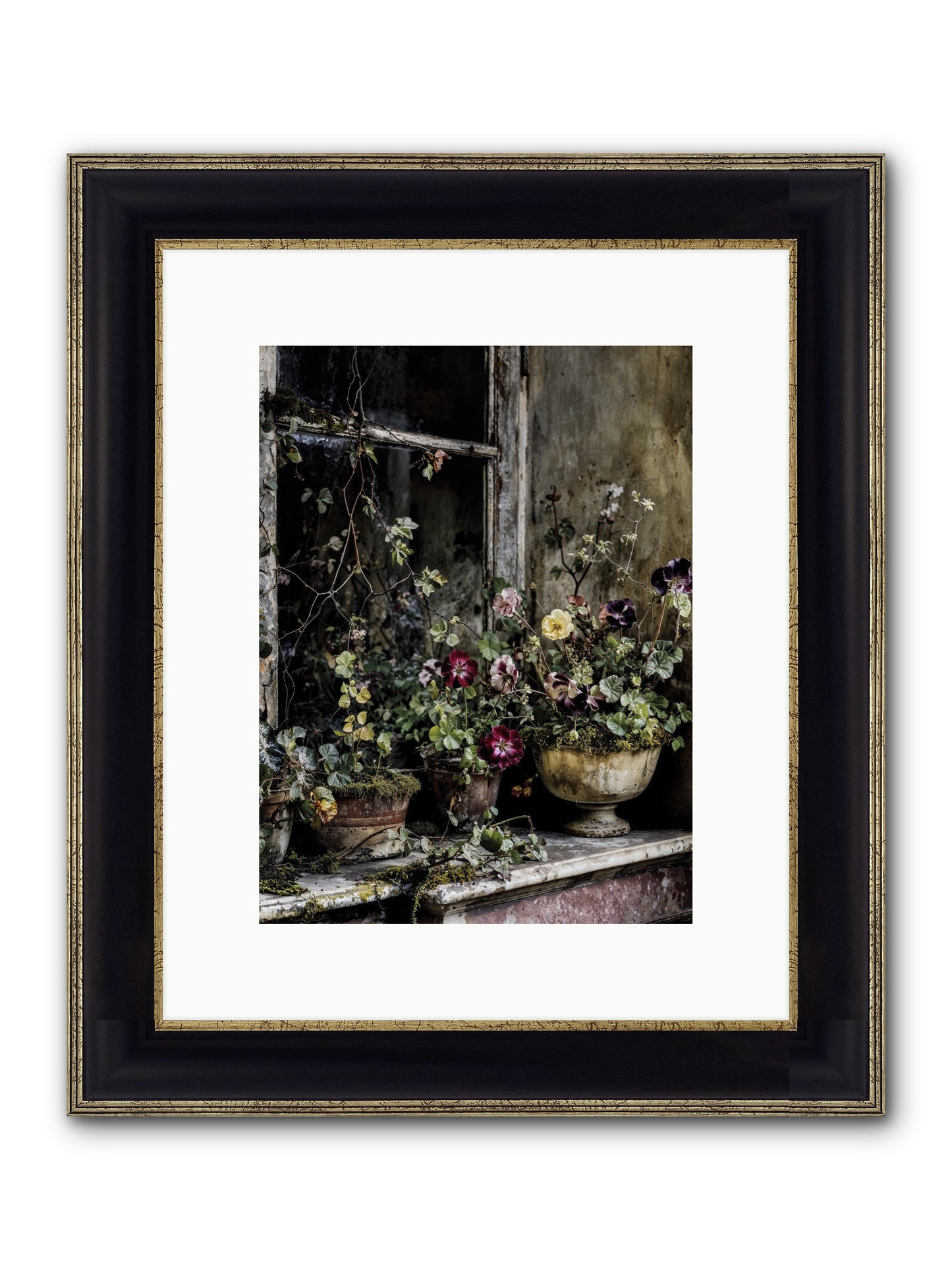 Breathless Framed Print - Black & Gold 9x12