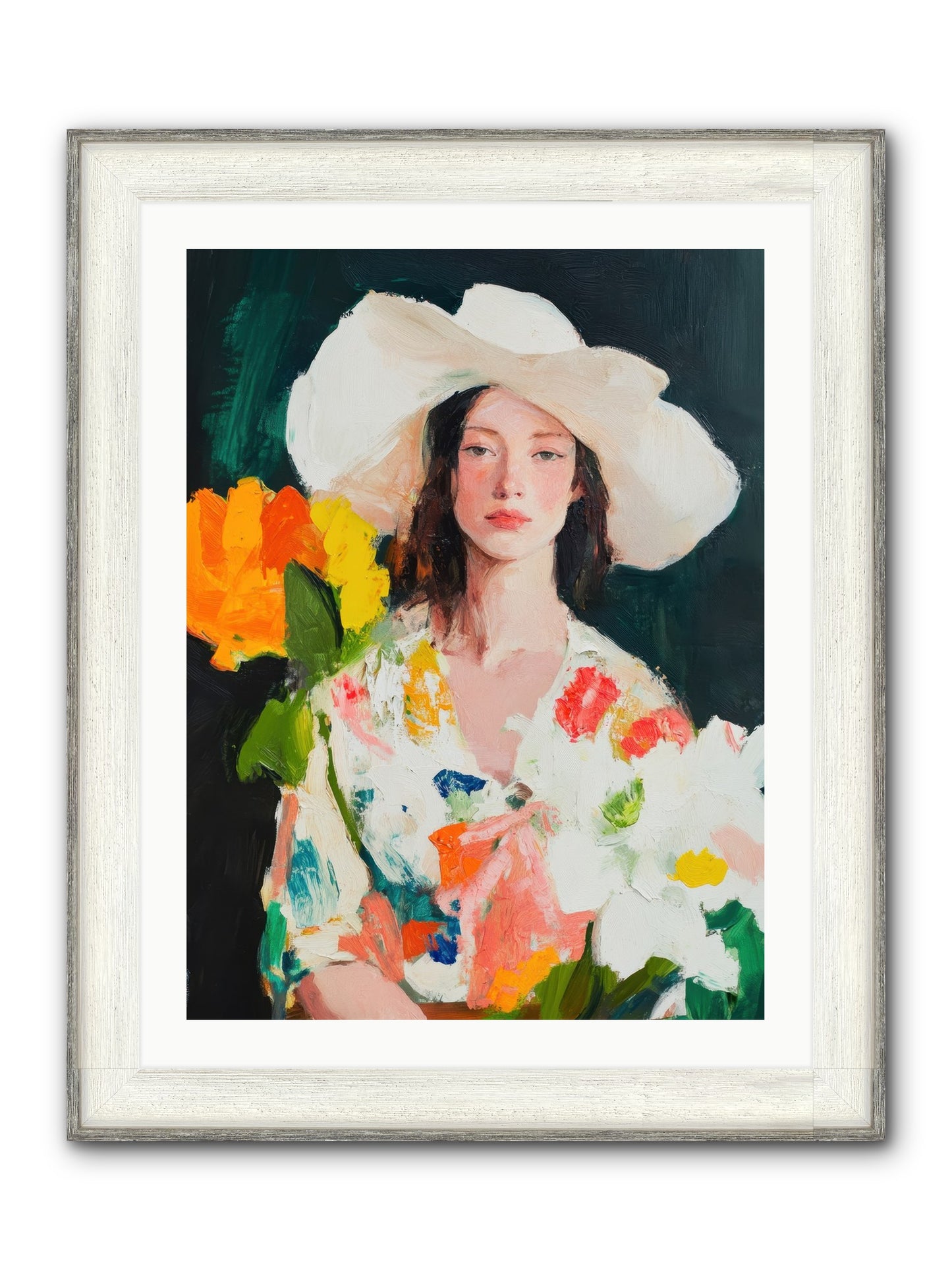 Breathless Observer Framed Print - Driftwood White 24x32