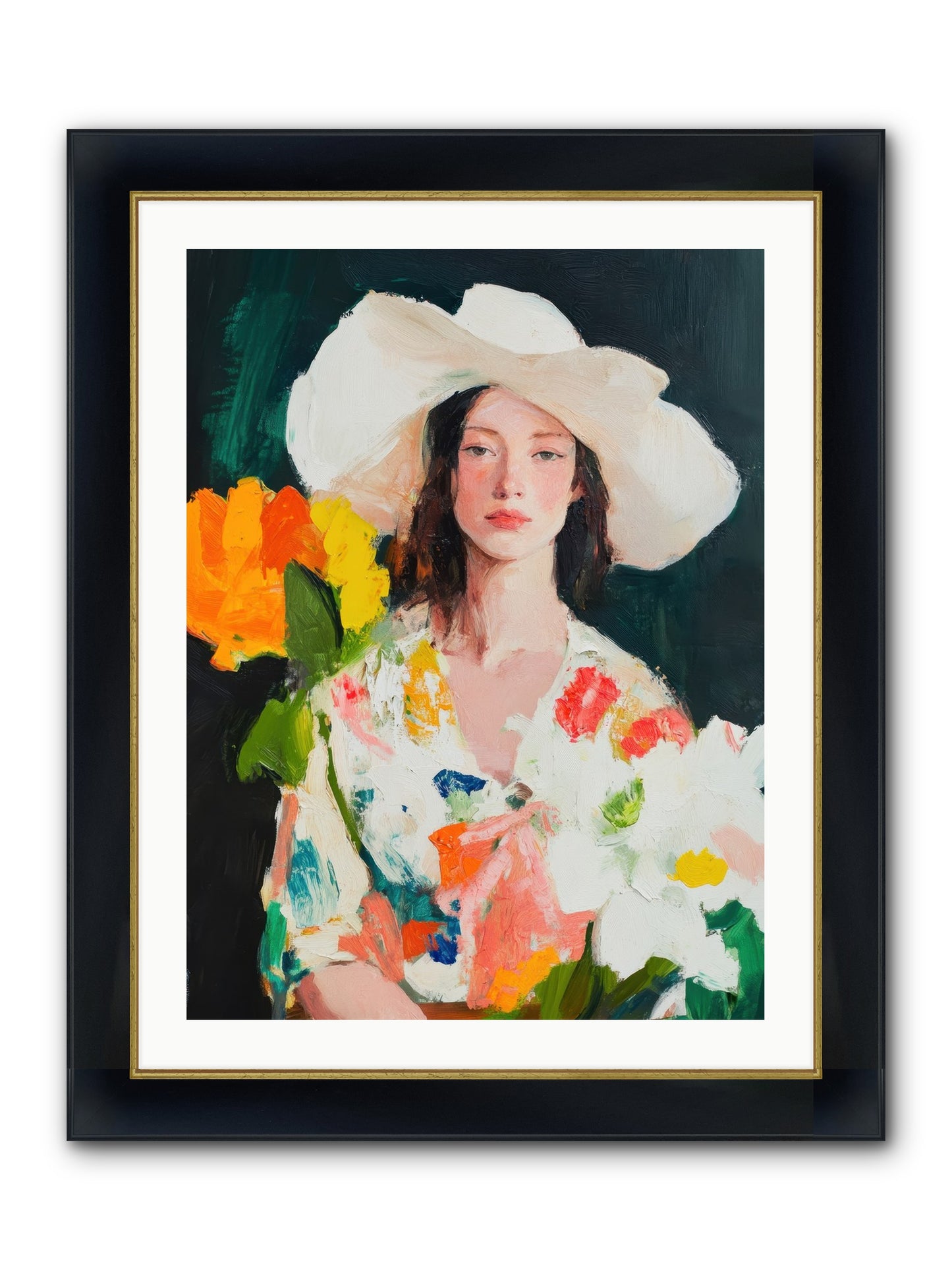 Breathless Observer Framed Print - Wide Black w/Gold 24x32