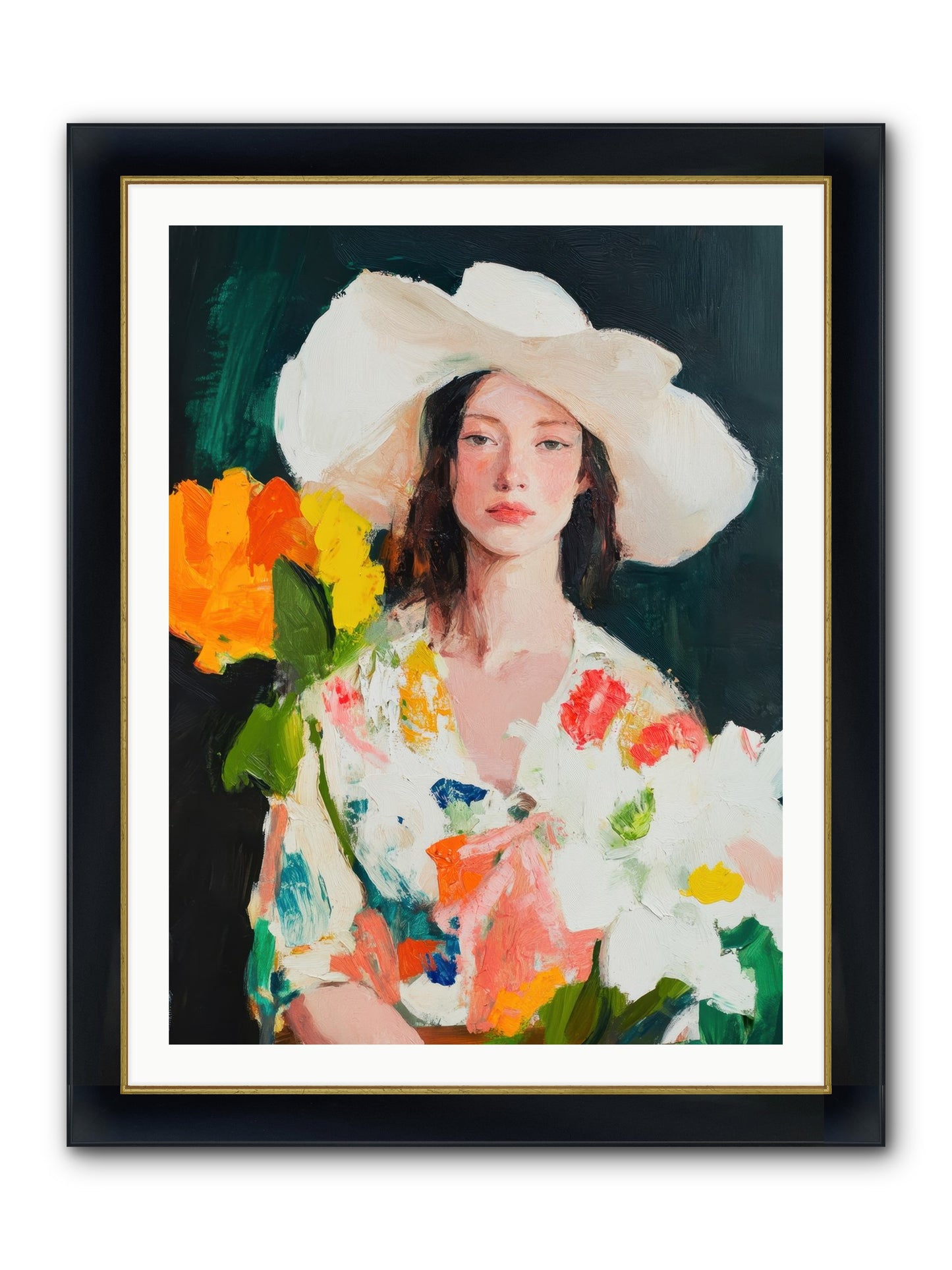 Breathless Observer Framed Print - Wide Black w/Gold 30x40