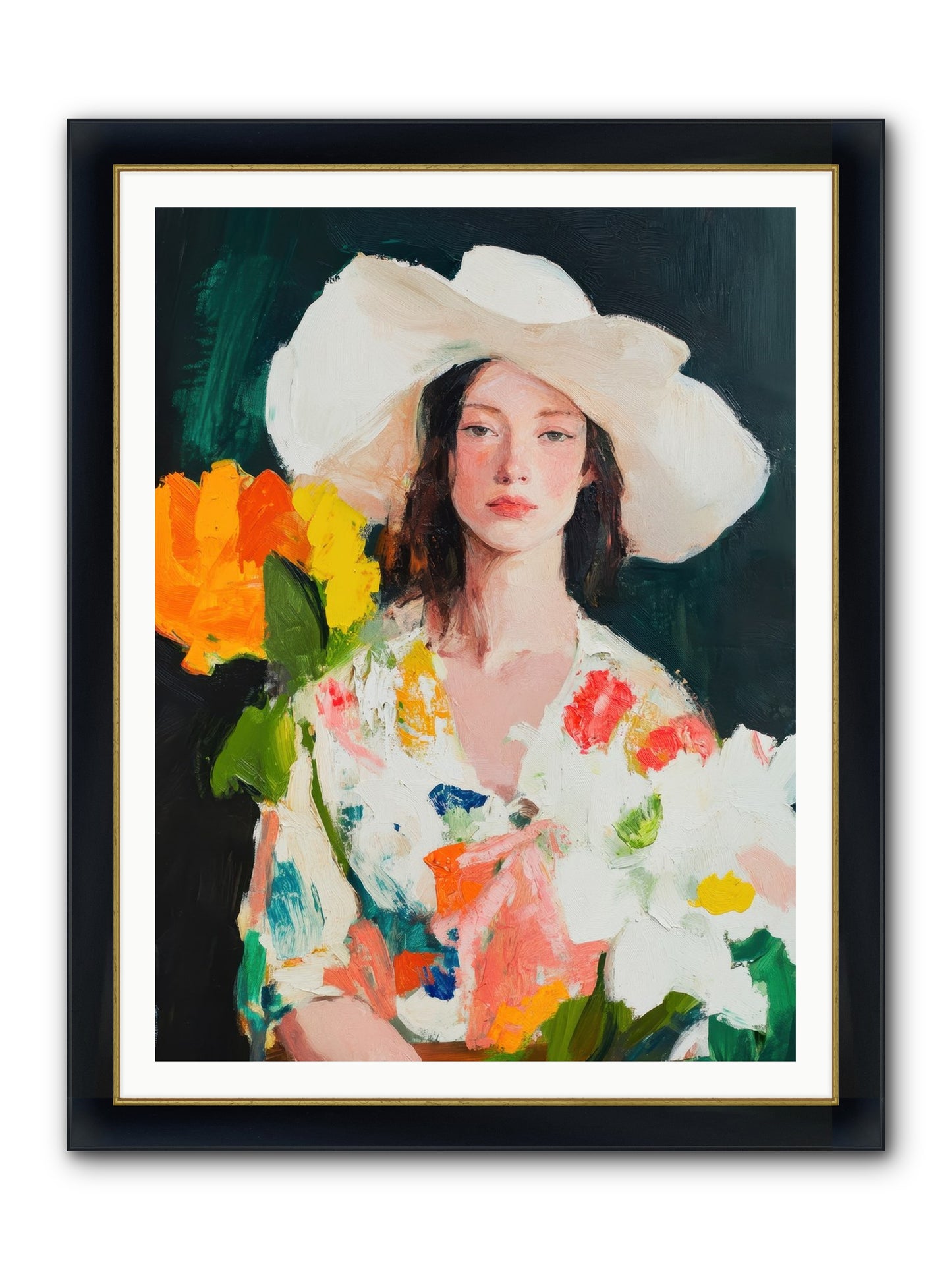 Breathless Observer Framed Print - Wide Black w/Gold 36x48