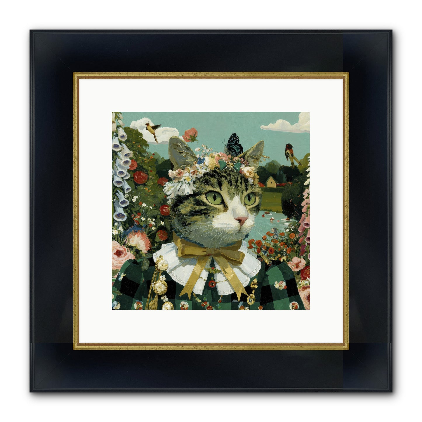 Breton Whispers Framed Print - Wide Black w/Gold 12x12